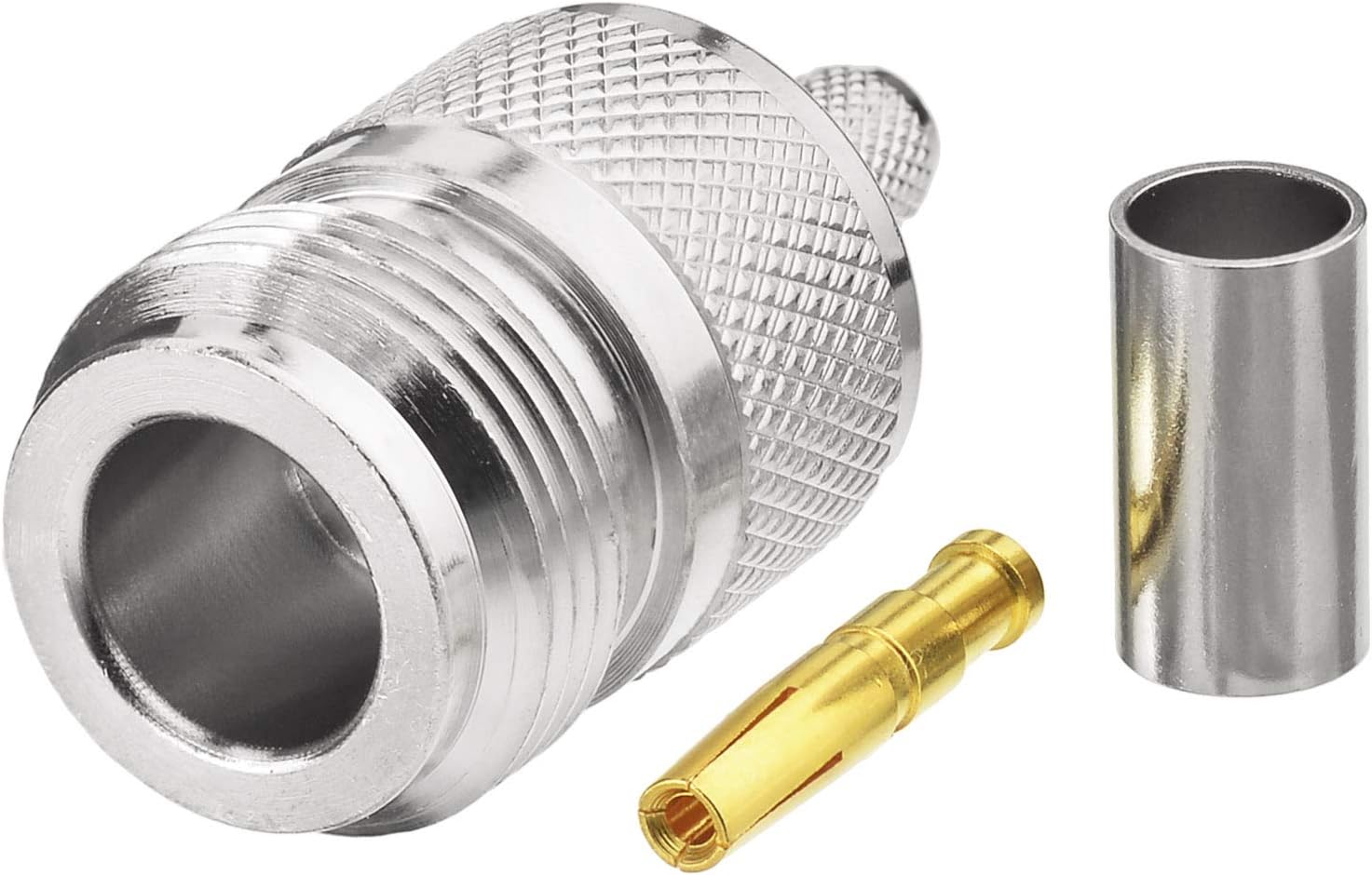 Eightwood N Female Crimp RF Connector 50 ohm for RG58 RG142 LMR195 Cable (5-Pack)
