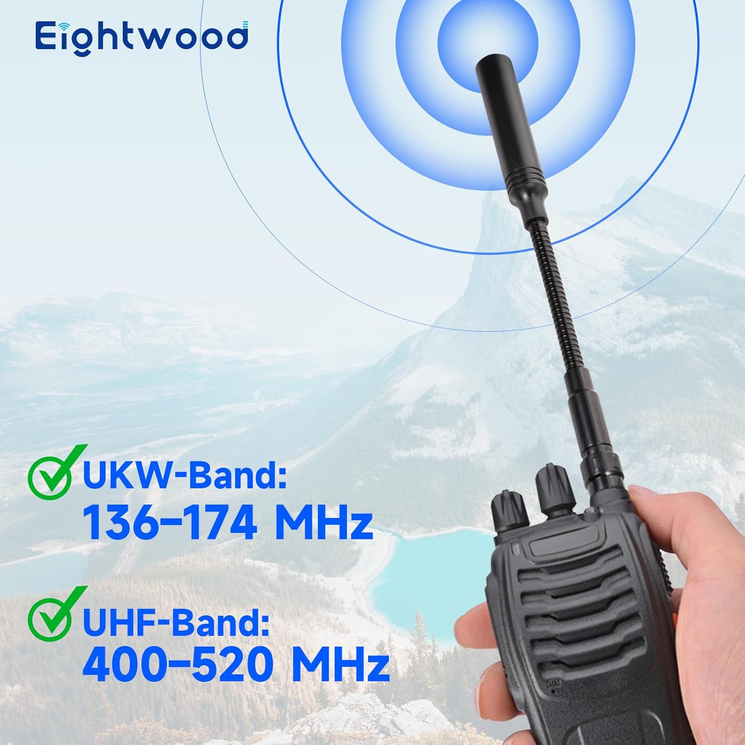 Eightwood 23.5 cm Goose Tube U/V Dual Band Amateur Radio Antenna, Bendable Design, and SMA Female Connector for Optimal Connection and Functionality