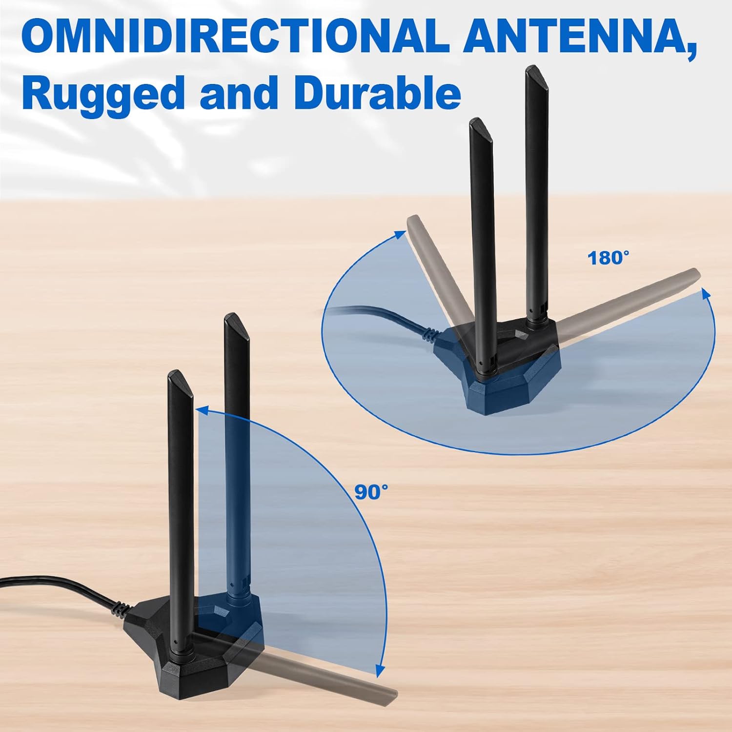 Eightwood 2.4G/5.8G Dualband WLAN Antenne für PC/Router mit Magnetfuß + 200 cm RP-SMA Verlängerungskabel - Signalverstärker für Bluetooth WLAN-Karten PCI PCIe-Karten PC Mainboard