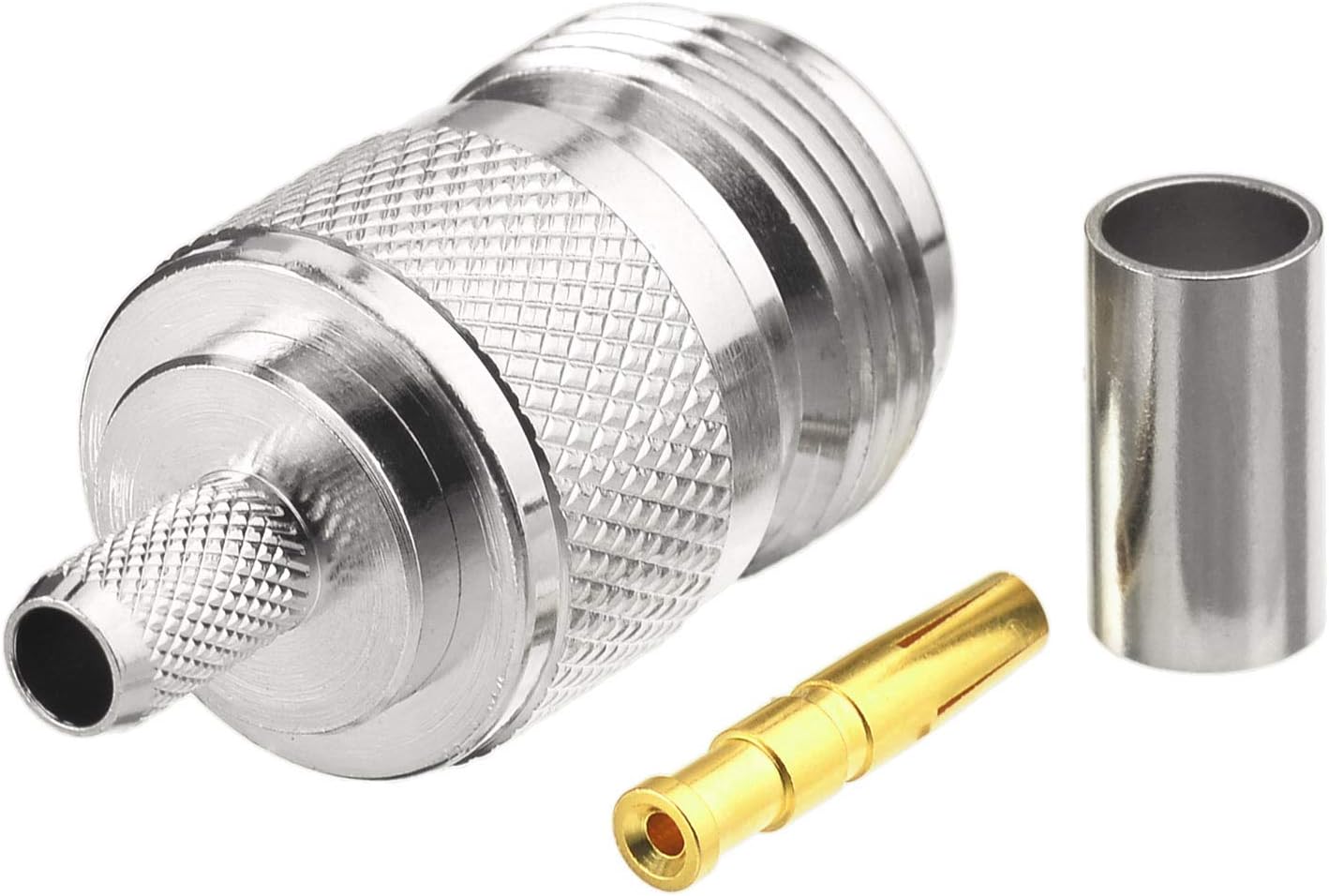 Eightwood N-Buchse, gerader Crimp-Koaxialstecker für RG58 LMR195-Kabel (5 Stück)