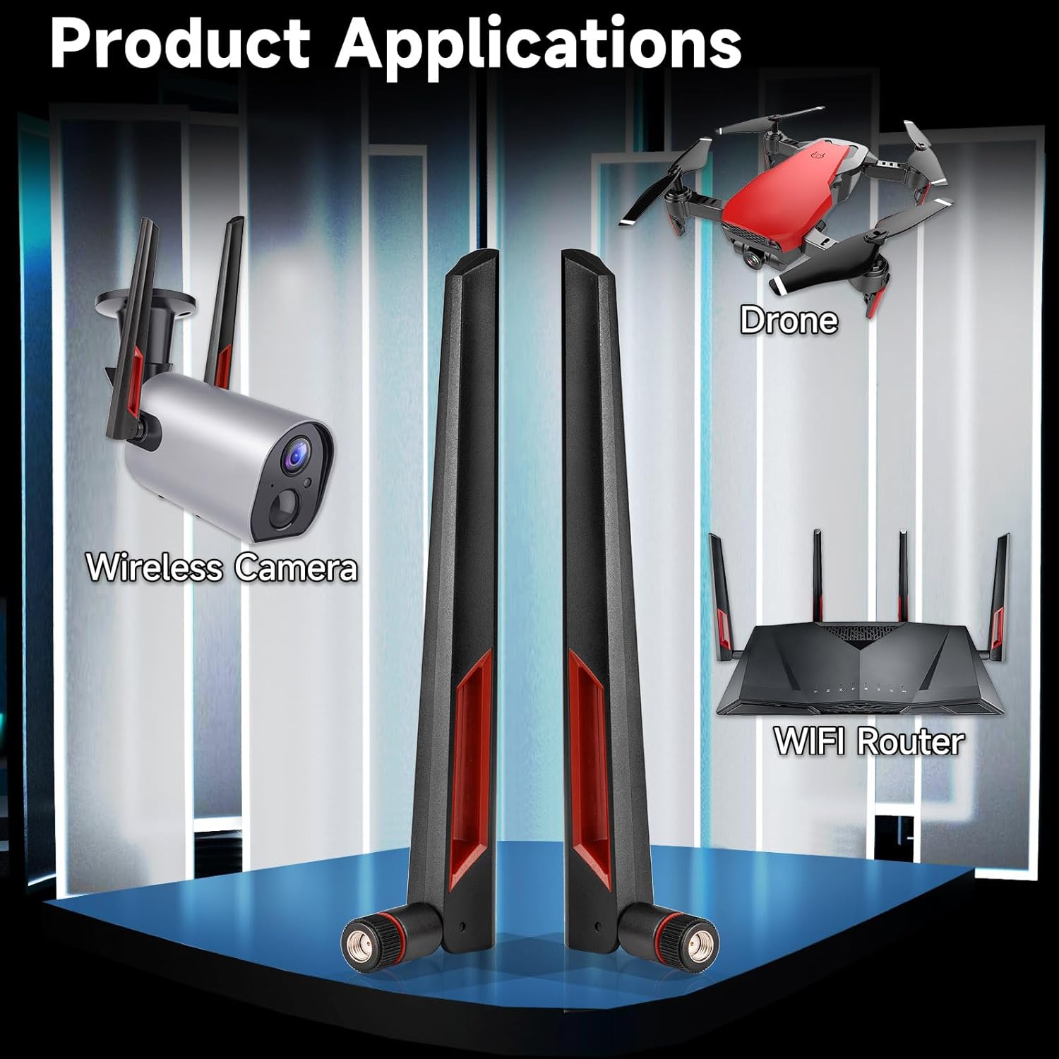 Eightwood WiFi Antenne WLAN Antenne 2.4g/5.8g 10 dBi RP-SMA Antenne Dualband für PC Motherboard Router Camera PCI-E Network Card ASUS RT-AC68u…