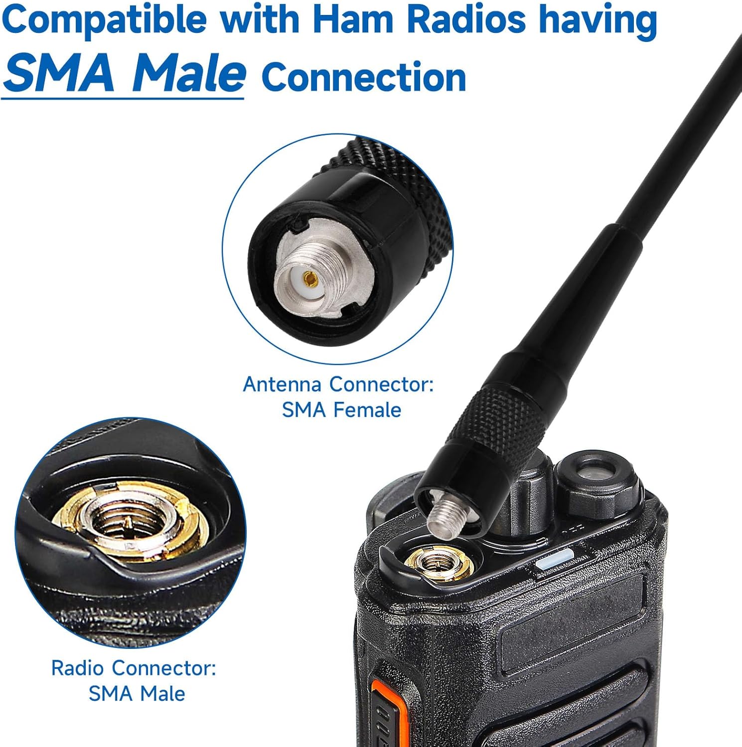 Eightwood Walkie Talkie Antenne Dual Band Radio Antenne Handheld Radioantenne Funkgerät Antenne SMA Two Way Radio Antenne für Ham Radio Baofeng UV-82 UV-5R RT5R RA79 Quansheng Kenwood