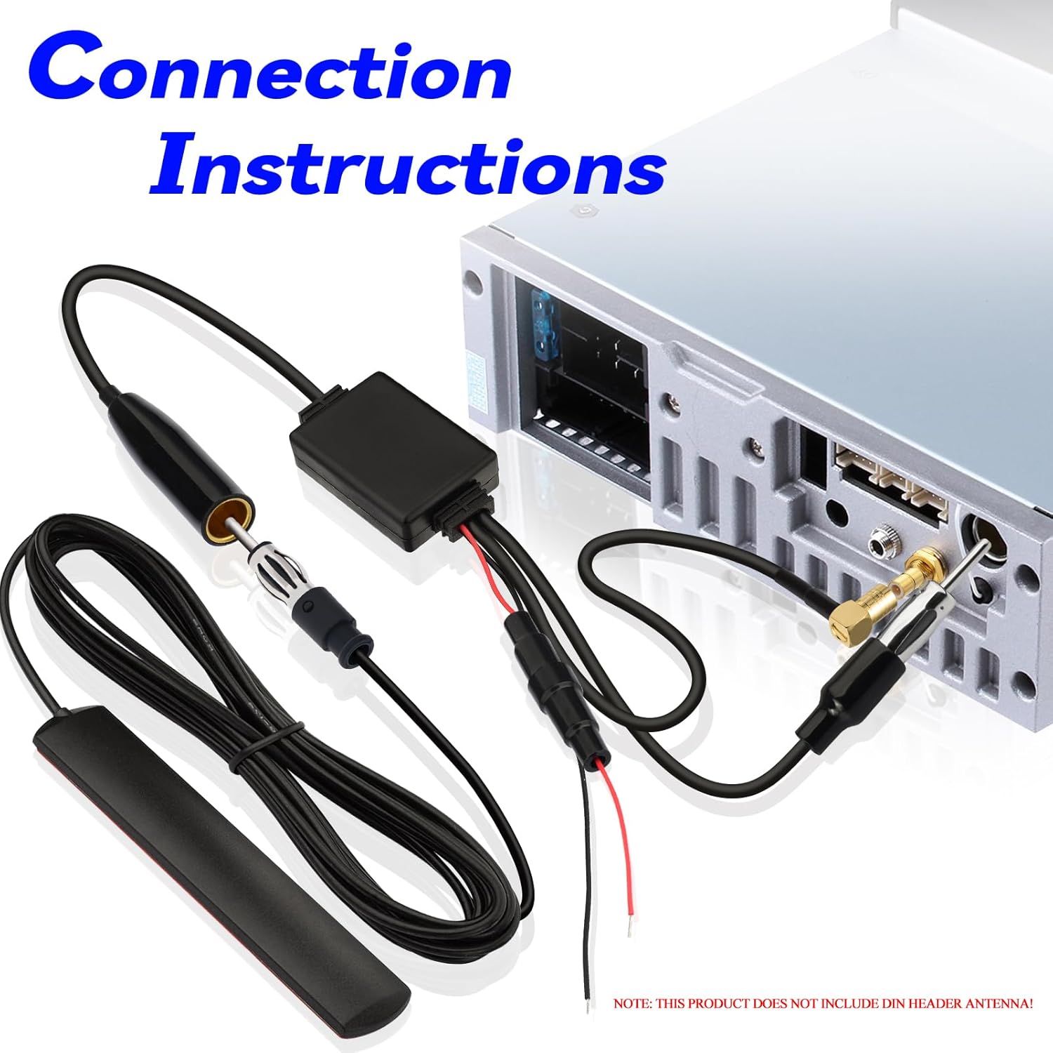 Eightwood DAB Antenne DAB Splitter SMB Adapter DIN Adapter AM/FM Antenne Signalverstärker für Auto Radio TechniSat Pioneer Sony Alpine MEHRWEG