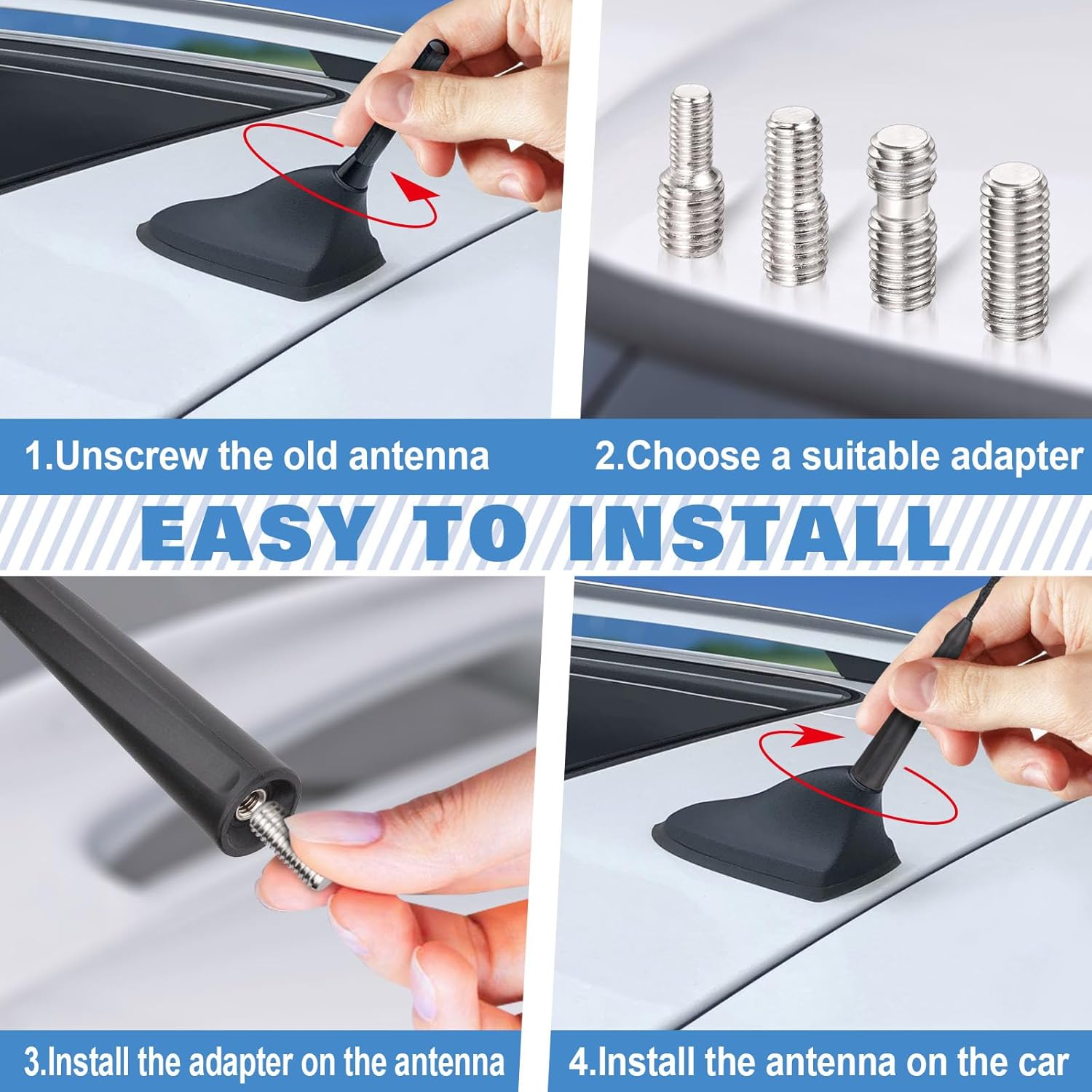 Eightwood Autoantenne Auto Dachantenne Kurz Autoradio Antenne 27.5CM Universal Car Roof Antenna mit FM/AM Reception