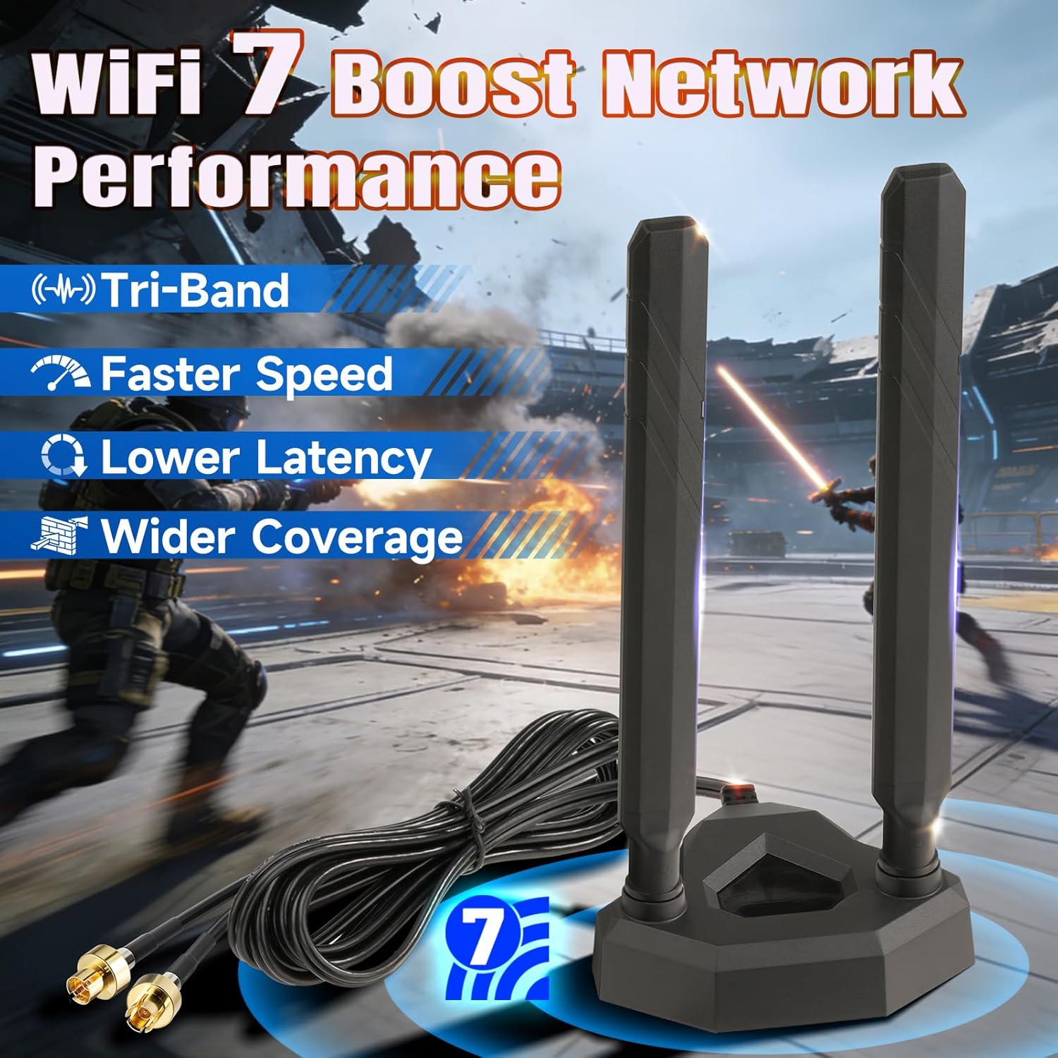 Eightwood WiFi 7 WiFi 6E Gaming Motherboard Antenna Magnetic Base Compatible with ASUS ROG Strix X870E-E/ B850-I, TUF Gaming B850-PLUS/ X870-PLUS, ProArt X870E-CREATOR, ROG Crosshair X870E Hero
