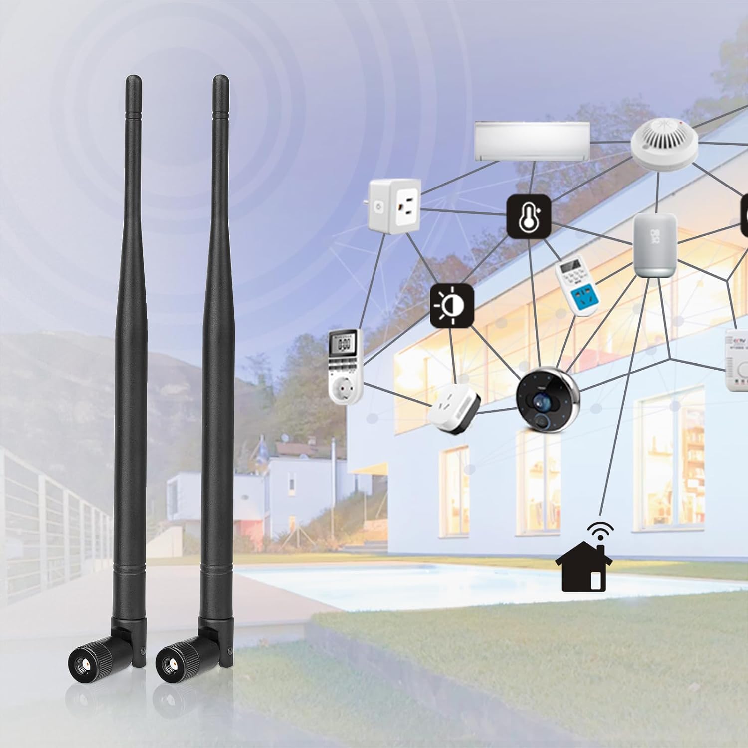 Eightwood 868 MHz Antenne RP-SMA Antenne Omni Directional 868 Dedizierte Frequenzantenne Kipp und Schwenkbar Antenne 2er-Pack für Homematic CCU3 CCU2 Raspberry Pi HM MOD RPI PCB Bausatz Fibaro ELV
