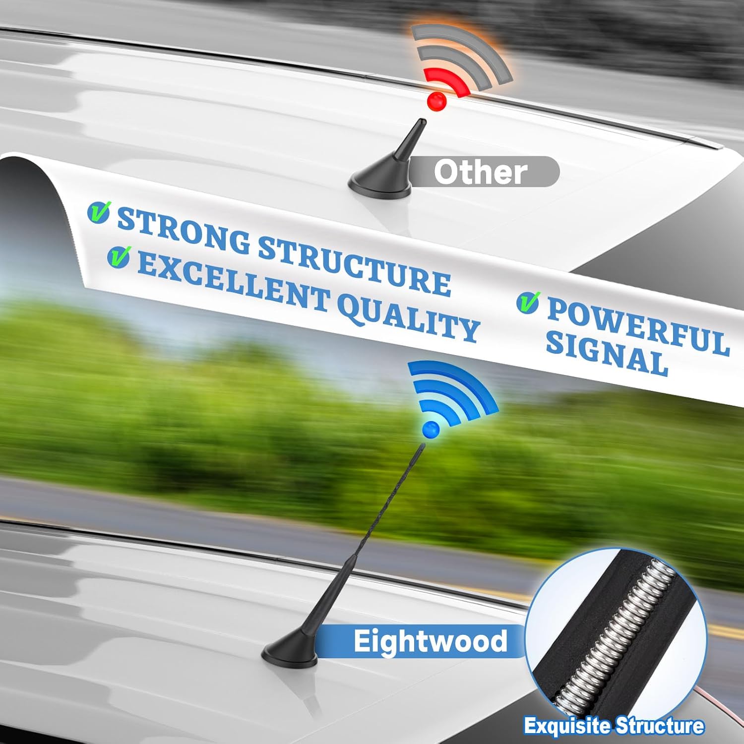 Eightwood Autoantenne Auto Dachantenne Kurz Autoradio Antenne 27.5CM Universal Car Roof Antenna mit FM/AM Reception