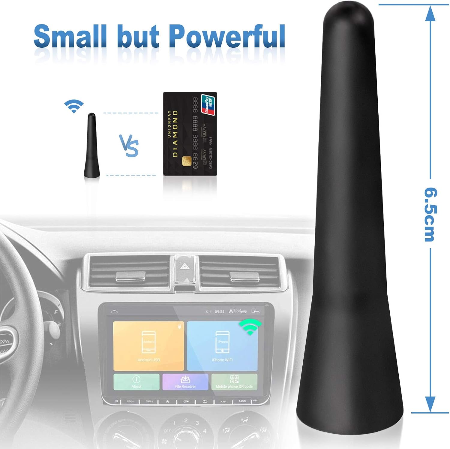 Eightwood Autoantenne Auto Dachantenne 6,5cm Mini Autoradio Antenne kurz mit starker FM/AM/DAB Empfangsfunktion