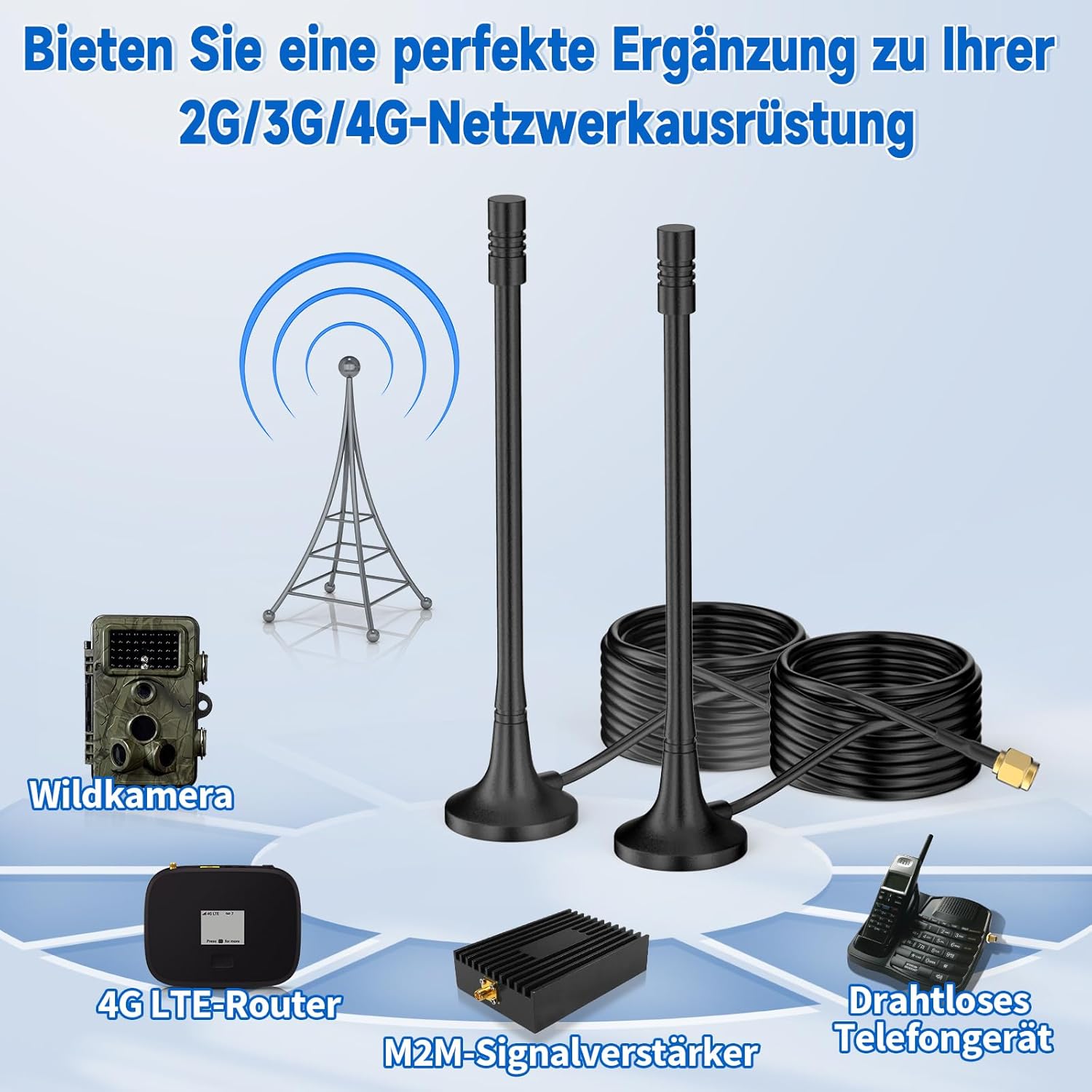 Eightwood 3G 4G Antenna 850-960/1710-2170 MHz Antenna + 3M SMA Antenna Cable for 3G 4G LTE Mobile Router Modem Camera GSM Hotspot etc. Pack of 2