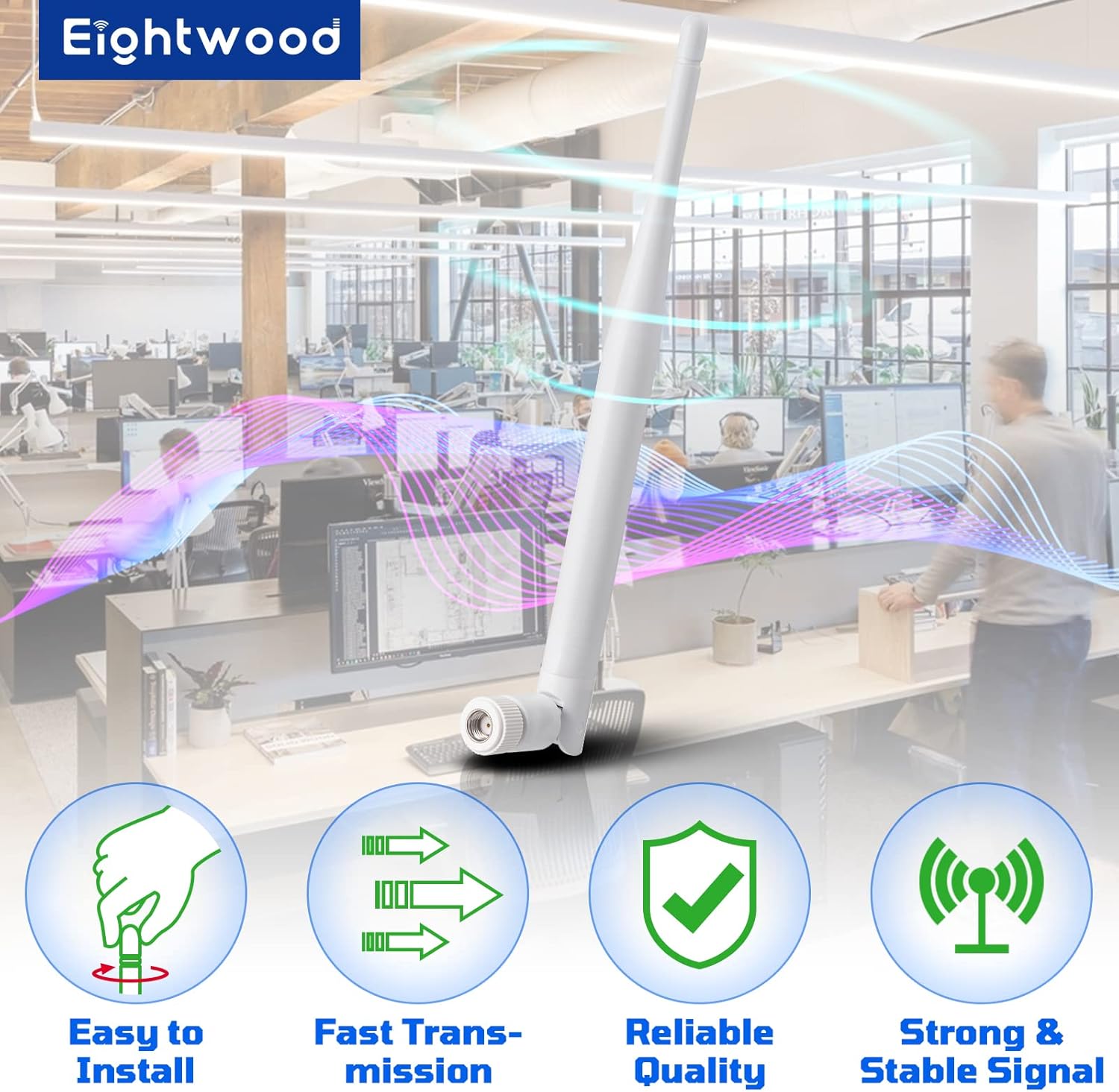 Eightwood WiFi Antenne 2.4G/5.8G 6dBi WLAN antenne Dual Band RPSMA Antenne Überwachungskamera für Wireless AV Video Audio Receiver HDMI Extender Netzwerk Router IoT Gateway WiFi AP Hotspot Modem