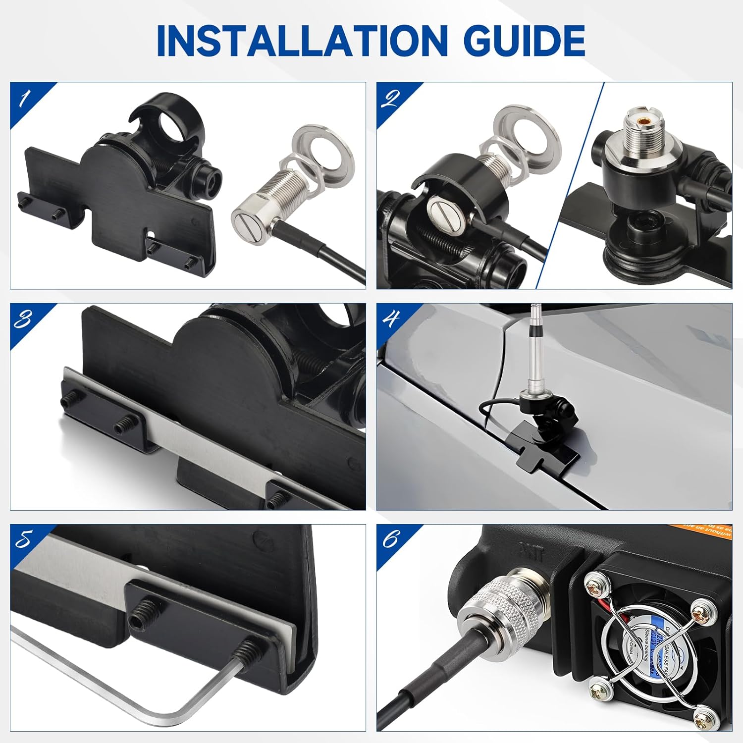 Eightwood VHF UHF Antenna Car CB Mobile Radio Antenna 75 cm Stainless Steel Dual Band 144/430 MHz Antenna CB Radio Antenna Pl259 + 5M Extension Cable for BTECH ICOM Midland Yaesu TYT Cobra