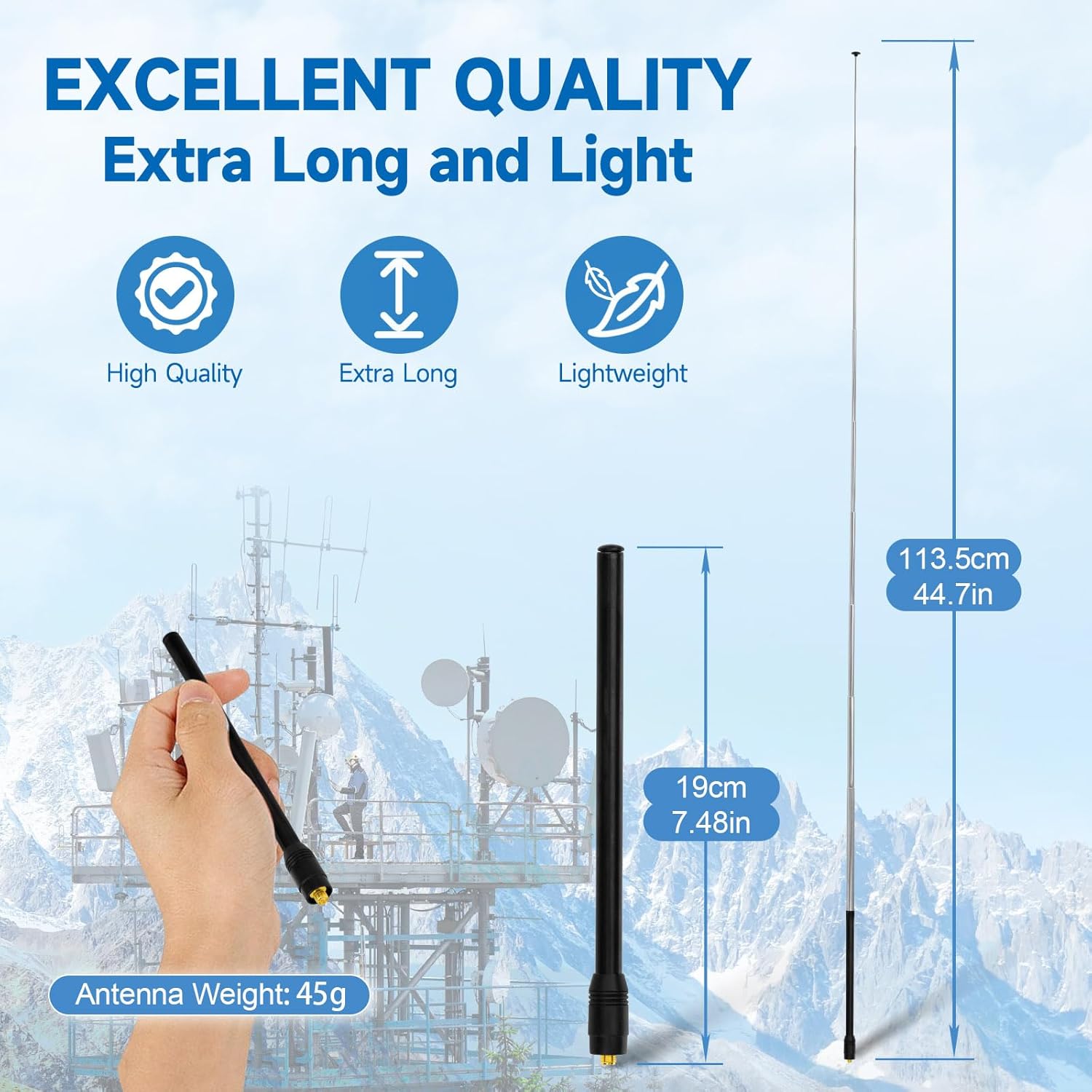 Eightwood Walkie Talkie Antenne Dual Band Radio Antenne Handheld Radio Antenne 144/430 MHz Funkgerät Antenne SMA Telescopic Antenne für Ham Radio Baofeng UV-82 UV-5R RT Quansheng Kenwood Amateur Radio
