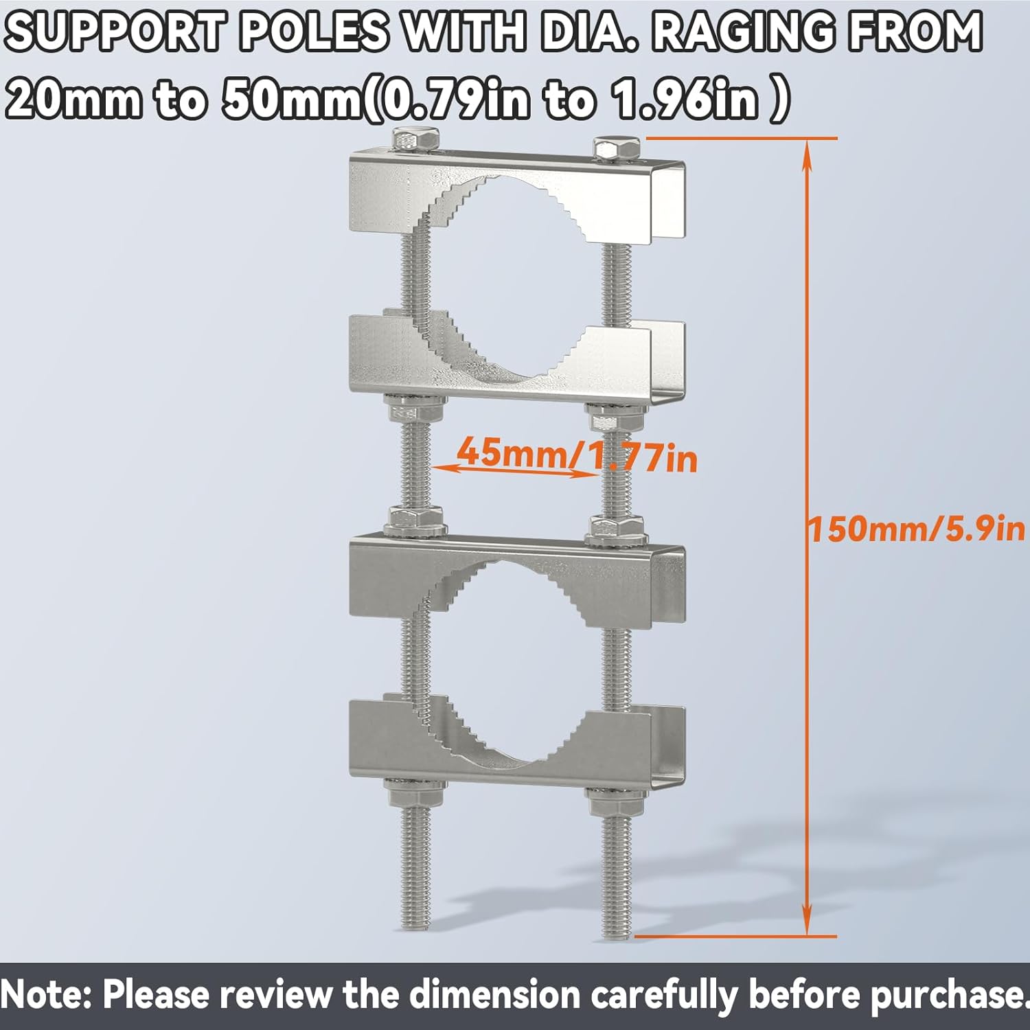 Eightwood Double Antenna Mast Clamp Kit V Jaw Block Mast to Mast Clamp Mounting Bracket Holder for TV CB Ham Antenna Flag Post