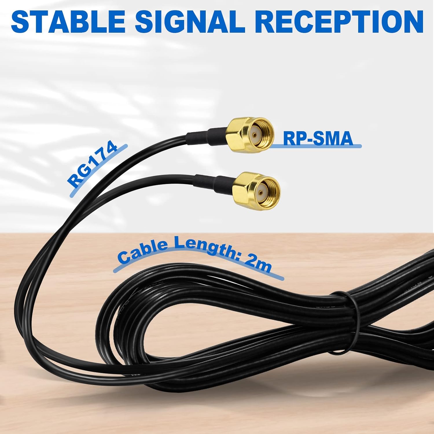 Eightwood 2.4G/5.8G Dualband WLAN Antenne für PC/Router mit Magnetfuß + 200 cm RP-SMA Verlängerungskabel - Signalverstärker für Bluetooth WLAN-Karten PCI PCIe-Karten PC Mainboard