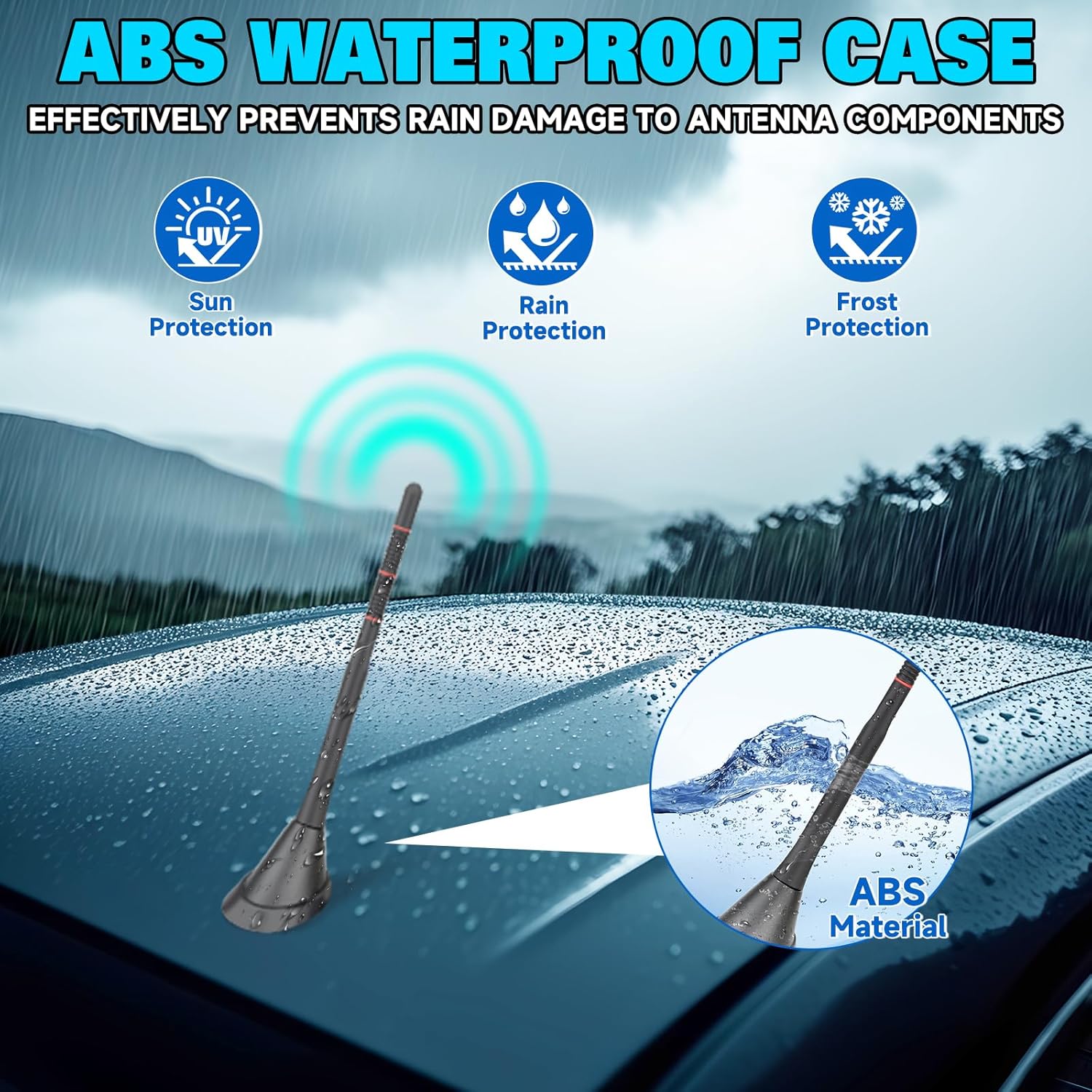 Eightwood Auto Antenne Dach FM AM Aktive Antenne Autoradio mit Verstärker Autoantenne Kurz + 5m Verlängerungskabel für Auto LKW SUV Stereo Receiver Media Head Units Digital Radio FM Tuner