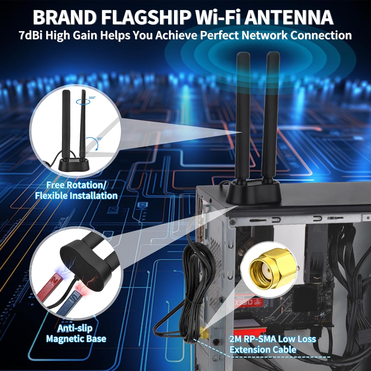 Eightwood WLAN Karte WiFi 6E Intel AX210 Bluetooth 5.3 WLAN Netzwerkkarte WLAN PCI-E Karte 6G/5G/2.4G Tri Band WiFi 6E Karte 5374 mbit/s mit Wi-Fi 6E Antenne + CD für PC Windows 11/10 (64 bit) Laptop