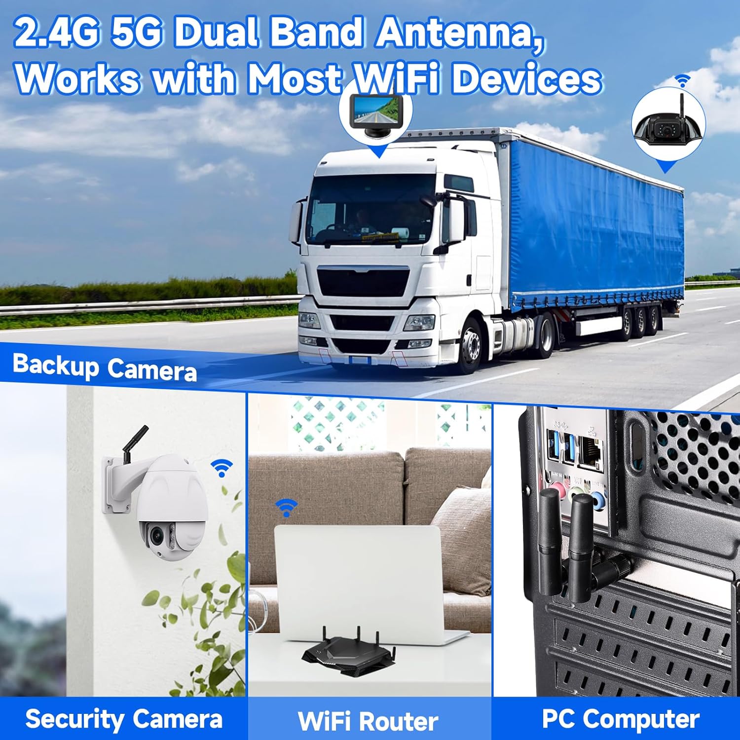Eightwood WiFi Antenna Dual Band 2.4 GHz 5.8 GHz RP SMA Antenna 4 Pieces for PC Desktop Computer PCIe Card FPV WLAN Router WLAN Network Card etc.