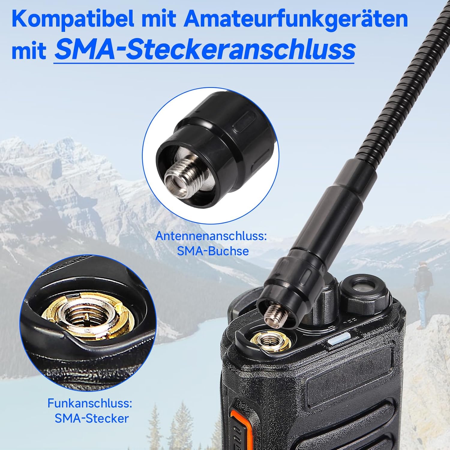 Eightwood 23.5 cm Goose Tube U/V Dual Band Amateur Radio Antenna, Bendable Design, and SMA Female Connector for Optimal Connection and Functionality