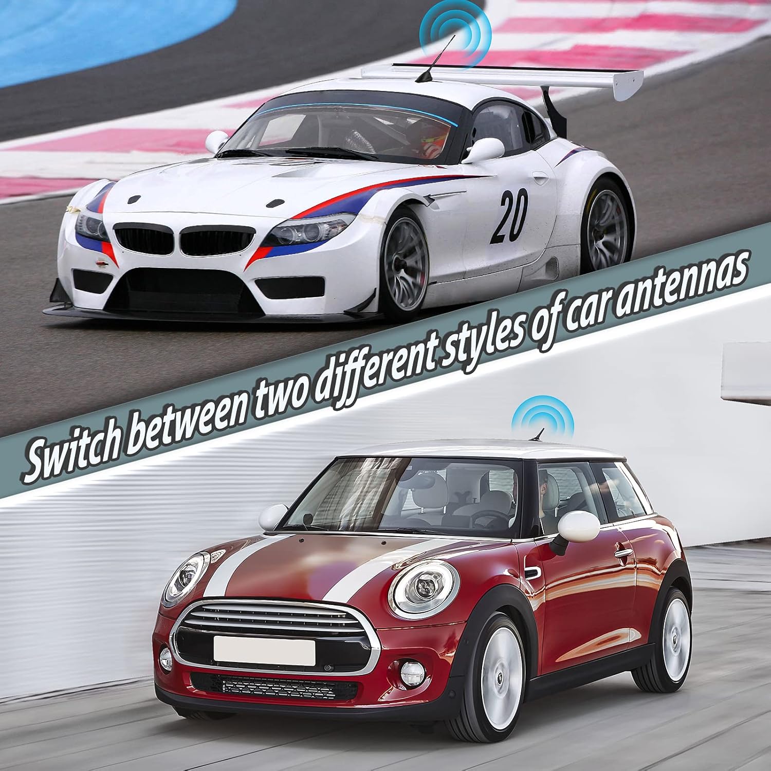 Eightwood Autoantenne Auto Antenne 6,5cm + 23cm Dachantenne Auto Mini Autoradio Antenne Kurz Ersatzantennenstab Autoantenne mit starker FM/AM/DAB Empfangsfunktion