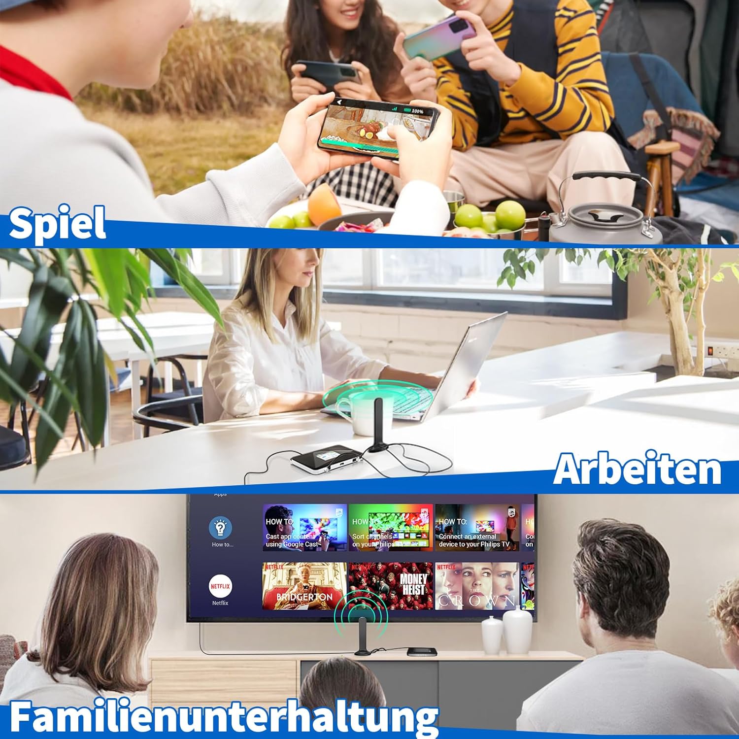 Eightwood 4G LTE Antenne TS9 Antenne MIMO Magnet Omnidirektional Antenne Indoor 3M Antennenkabel Für 3G 4G LTE Router Modem Kamera GSM Hotspot usw.