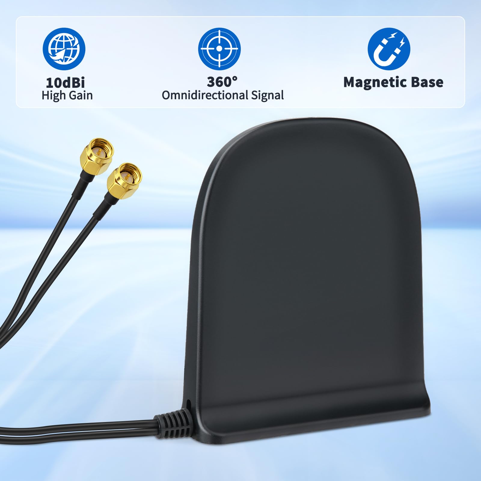 Eightwood 5G LTE 4G Antenne 10dBi SMA Stecker Dual Band MIMO Antenne mit Magnetfuß Rundstrahlantenne 2M Kabel für GSM Mobile Hotspot Router CPE Wildkamera Überwachungskamera IoT Smart Home