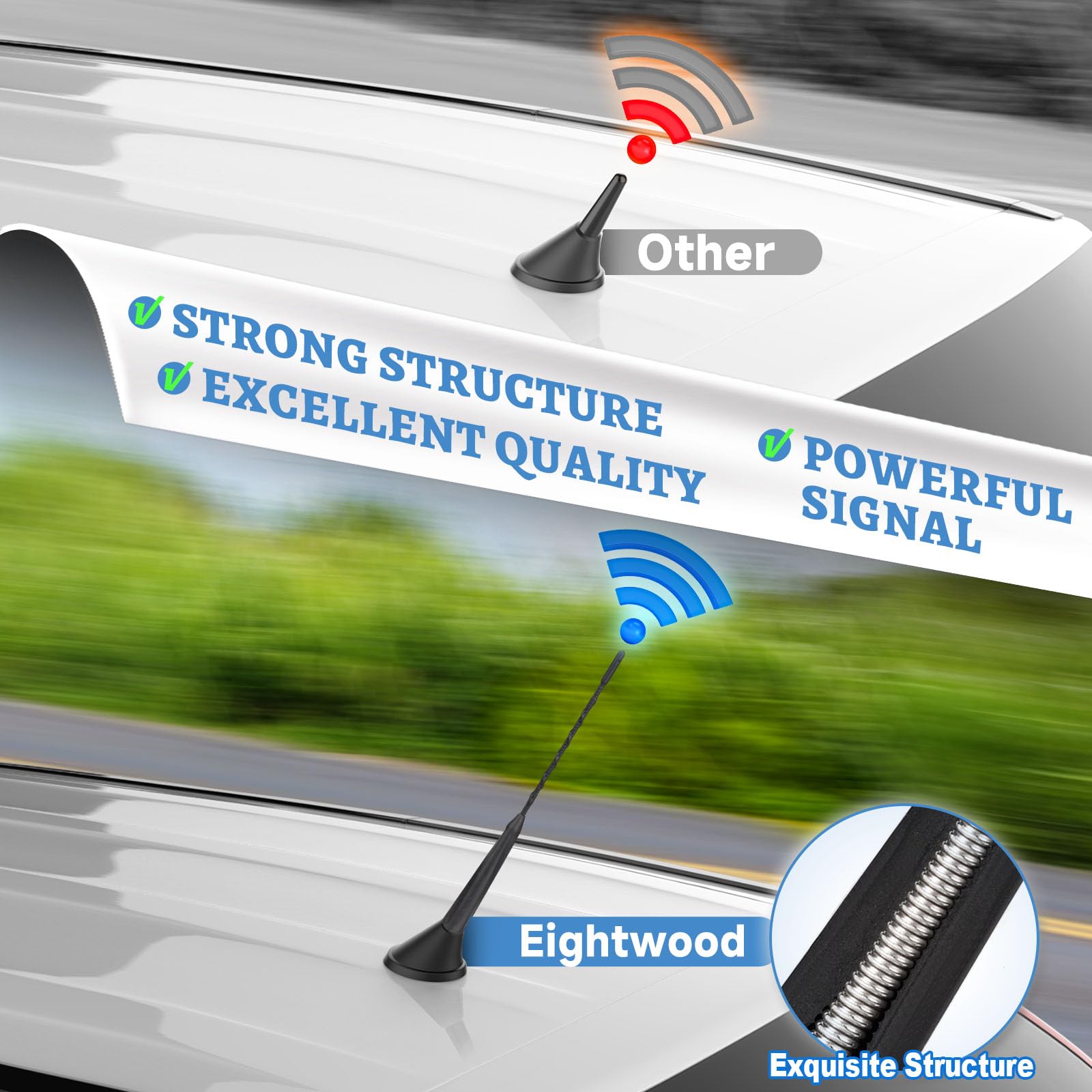 Eightwood Autoantenne Auto Dachantenne Kurz Autoradio Antenne 27.5CM Universal Car Roof Antenna mit FM/AM Reception