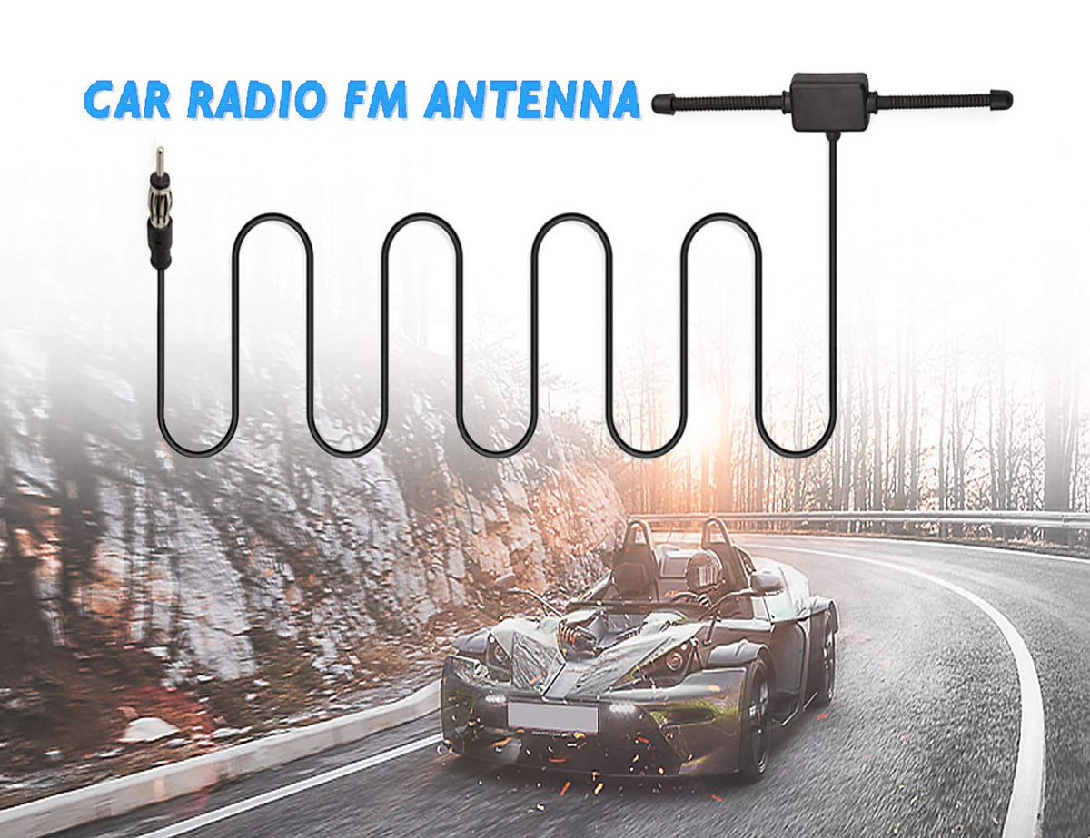 Eightwood Autoradio Antenne FM Car Radio Antenne Radio Patch Windschutzscheiben Paste Antenne FM 300cm Kabel + DIN Buchse 41585 auf ISO Adapter für Autos Radios LKWs Universal MEHRWEG