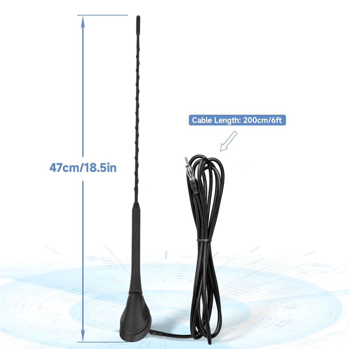 Eightwood FM/AM Dachantenne Auto Radio Antenne Marine Radio Antenne FM Autoantenne 2M Verlängerung Kabel für Boot, Auto, LKW, Vans, Wohnwagen, Wohnmobil, Yacht Radiotuner