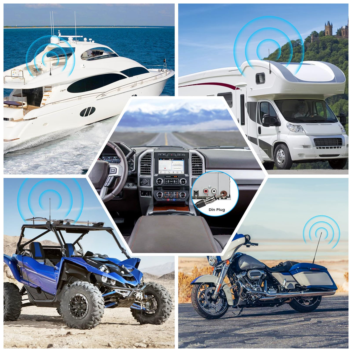 Eightwood FM/AM Dachantenne Auto Radio Antenne Marine Radio Antenne FM Autoantenne 2M Verlängerung Kabel für Boot, Auto, LKW, Vans, Wohnwagen, Wohnmobil, Yacht Radiotuner