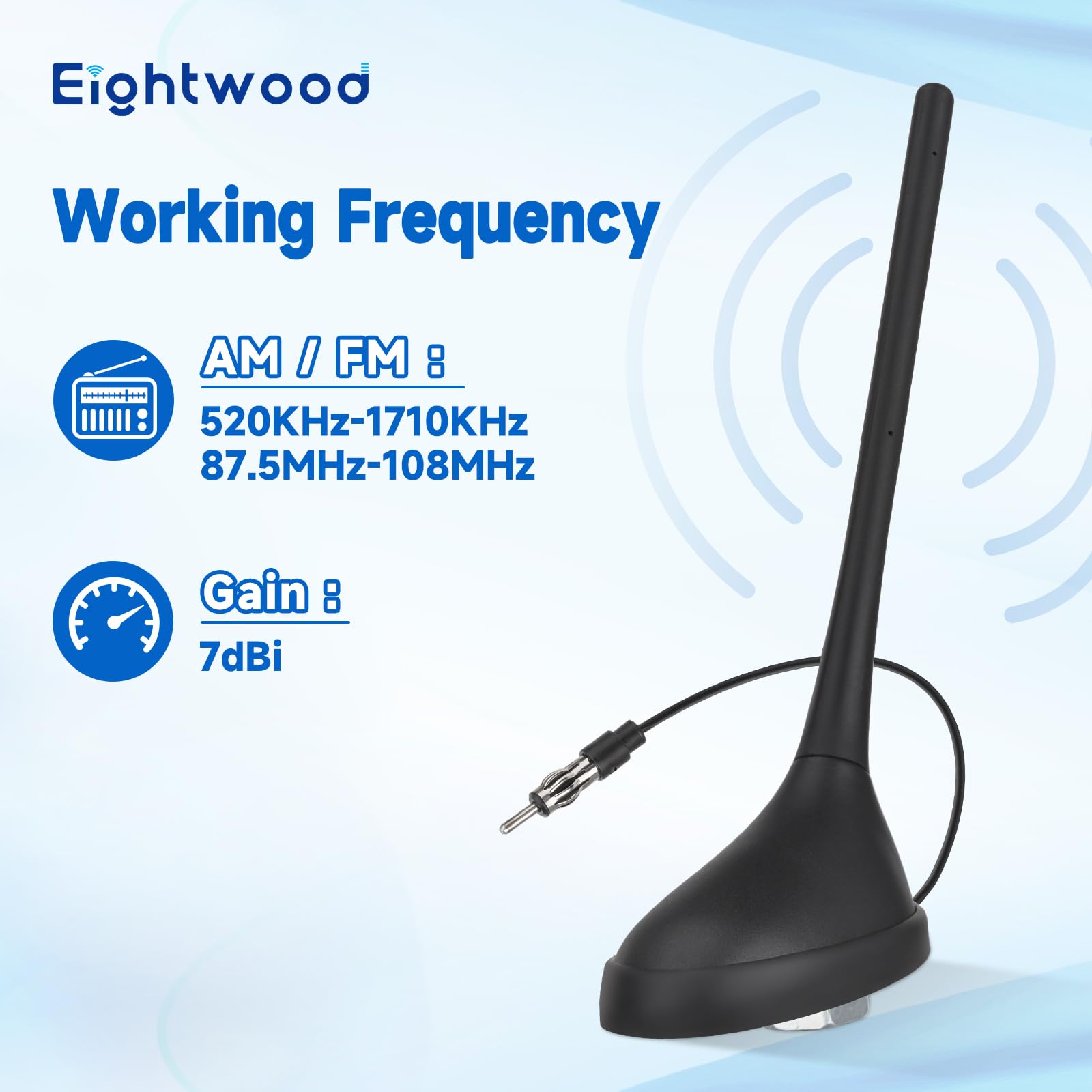 Eightwood Dachantenne Auto FM AM Radio Antenne Autoantenne Kurz DIN Adapter Antenne mit 20cm Kabel für Autoradio Pioneer Blaupunkt Pioneer Clarion Alpine Digital Radio Tuner