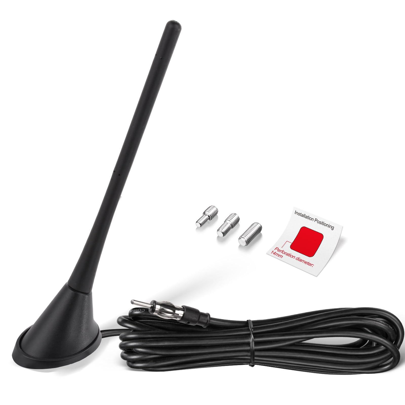 Eightwood Autoradio Antenne FM AM Radio Antenne Auto DIN-Radioantenne Dach 500cm Verlängerungskabel für Auto LKWs SUV Digital Radio FM Tuner