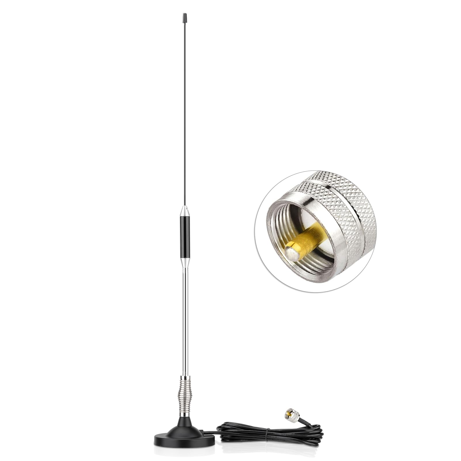 Eightwood CB Antenne 27MHz CB Mobilfunkantenne Auto Radio Antenne 66 cm Pl259 Antenna + 300 cm Verlängerungskabel für Midland President Cobra Uniden Anytone