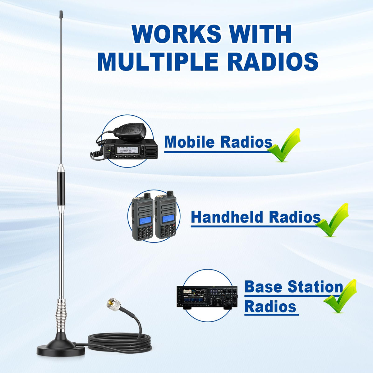 Eightwood CB Antenne 27MHz CB Mobilfunkantenne Auto Radio Antenne 66 cm Pl259 Antenna + 300 cm Verlängerungskabel für Midland President Cobra Uniden Anytone