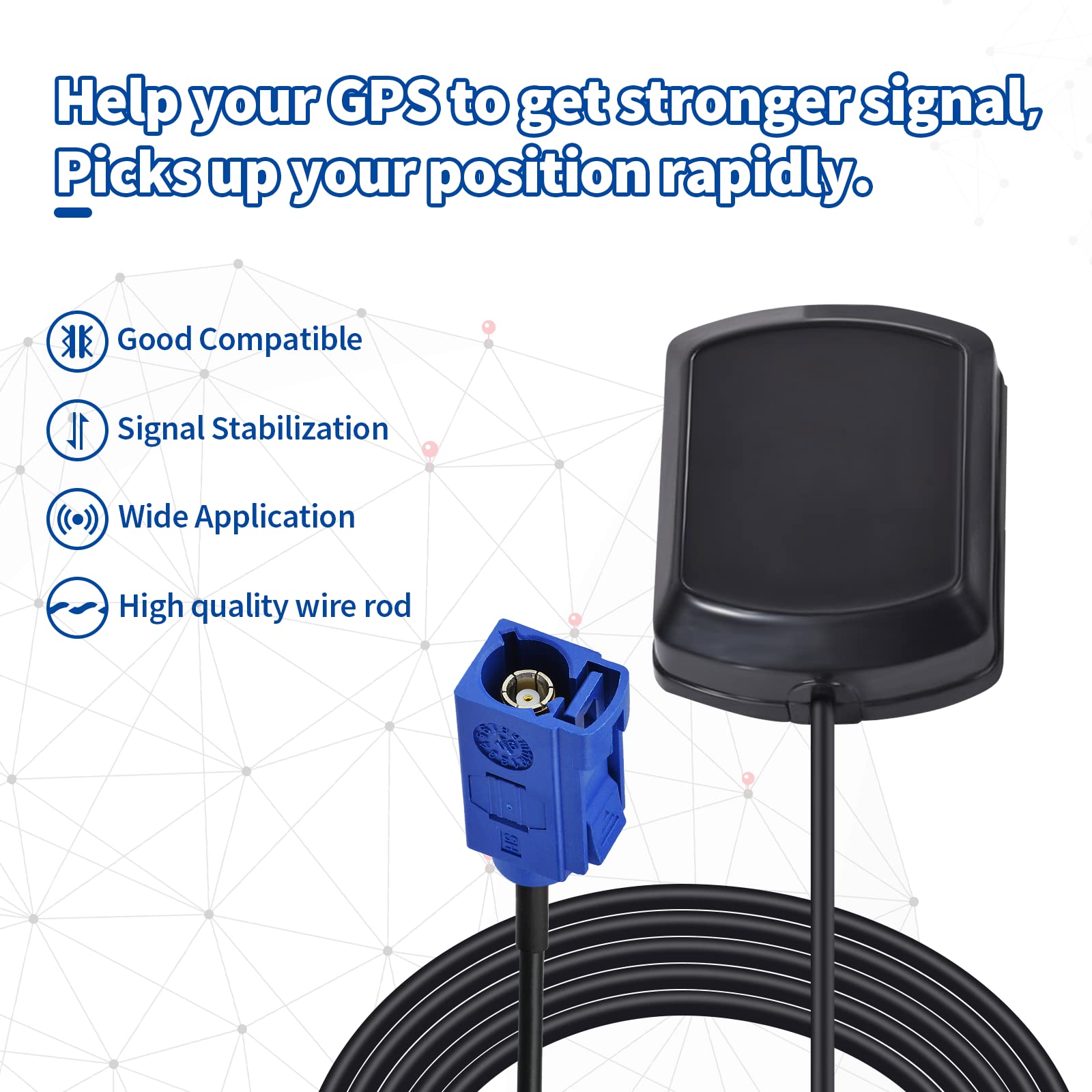 Eightwood GPS Antenne Fakra C GPS Auto Aktiv Antenne mit 3 Meter Verlängerung Kompatibel mit Auto DVR GPS Modul Tracking Antenne GPS Navigation System GPS Receivers MEHRWEG