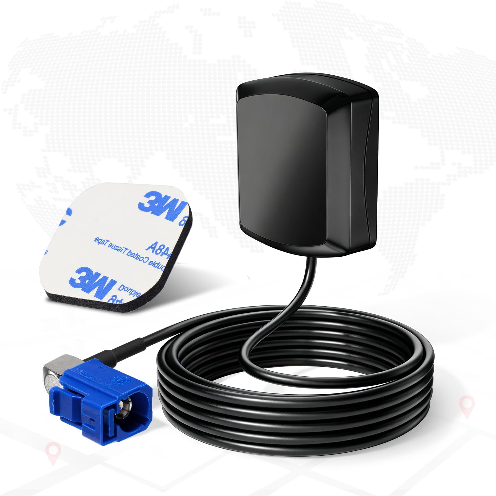 Eightwood GPS Antenne Fakra C Adapter Right Angle mit 3 Meter Auto GPS Aktiv Antenne Kompatibel mit VW Golf Passat GPS Navigation System GPS Receivers Auto DVR GPS Modul Tracking Antenne