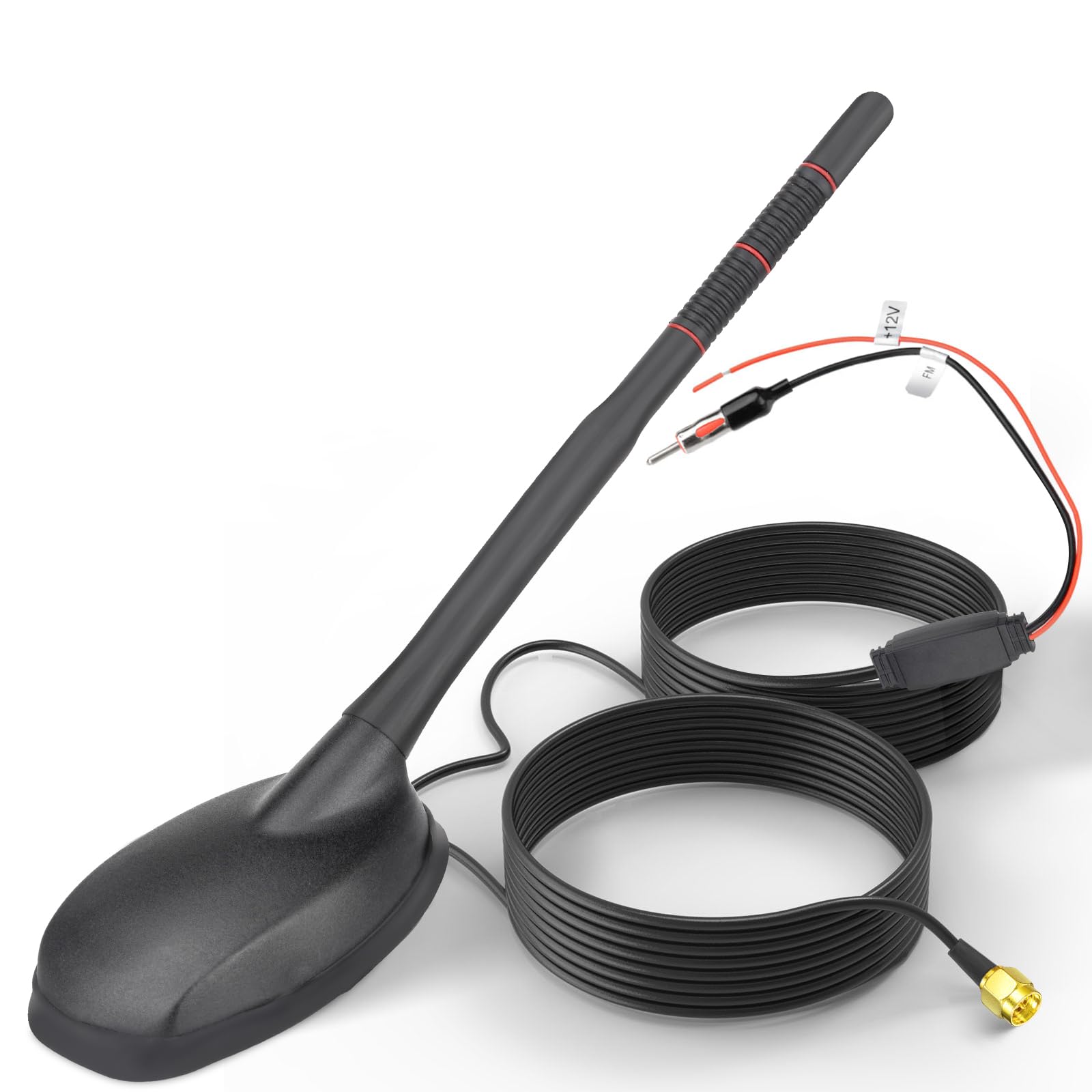 Eightwood FM/AM GPS Dachantenne Auto Radio Antenne Aktive Autoantenne mit Verstärker Auto Radio Amplifier 5M Verlängerung Kabel für Pioneer Blaupunkt Pioneer Clarion Alpine Digital Tuner