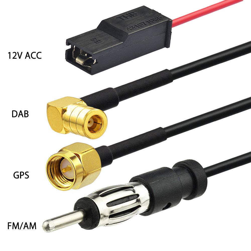 Eightwood DAB/DAB+ Antenne Autoradio Antennensplitter AM/FM GPS Dachantenne Signal Amplifier Von KFZ Haifischflosse Antenne mit Verstärker Aktive Autoantenne + 5M Extension Kabel SMB RG174 MEHRWEG