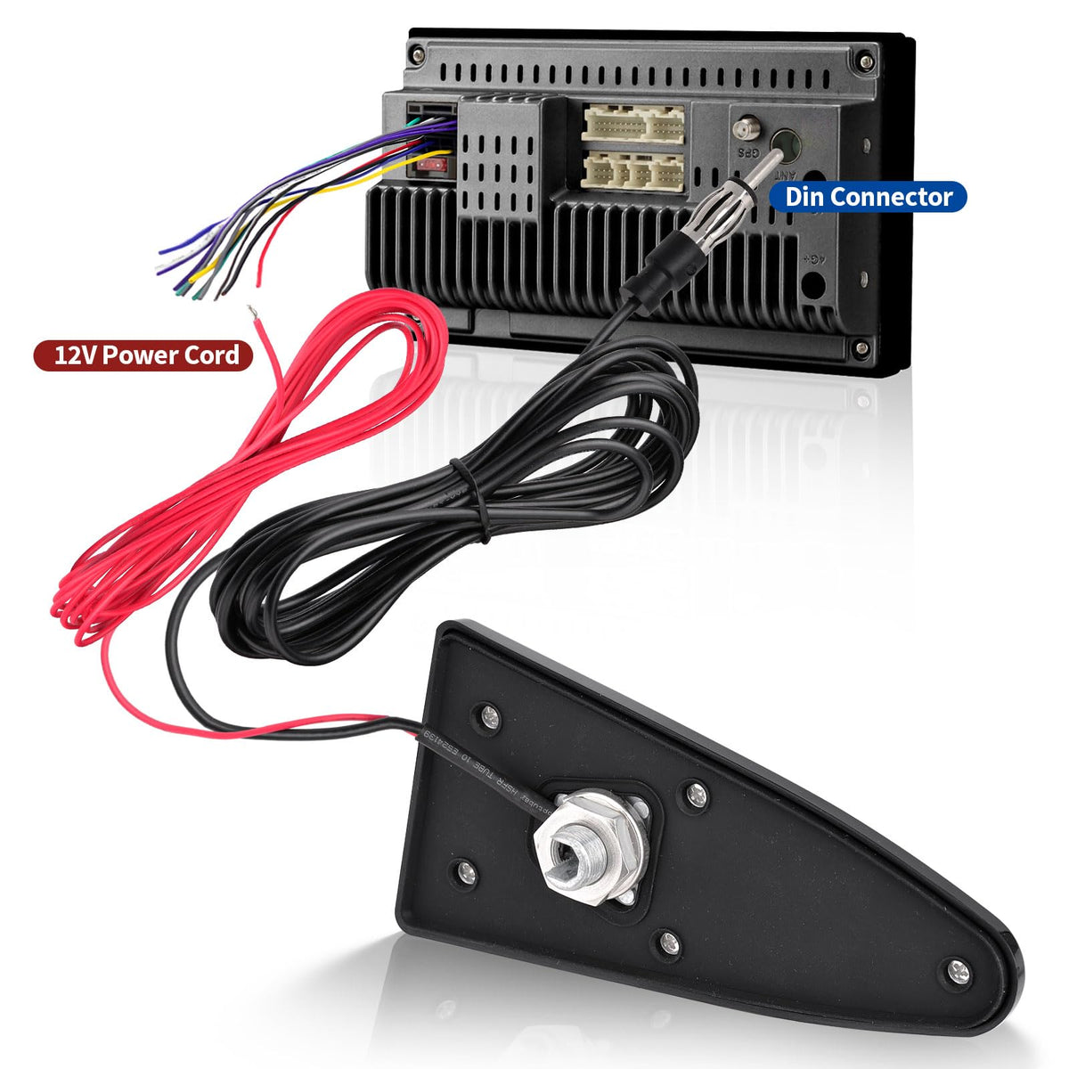 Eightwood Haifisch Antenne Auto Haifischflosse Antenne Aktive Autoantenne Shark Fin Dachantenne mit Verstärker AM/FM Autoradio Roof Antenna + 3m Kabel für Auto LKW SUV Stereo Receiver Media Head Units