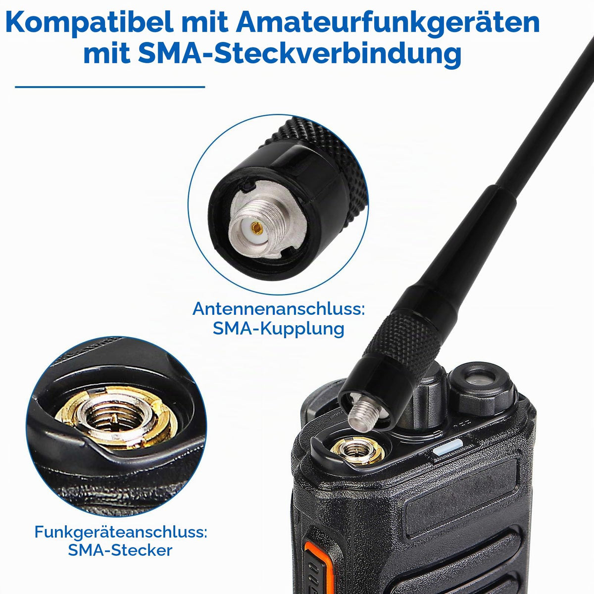 Eightwood Walkie Talkie Antenne Dual Band Radio Antenne Handheld Radioantenne Funkgerät Antenne SMA Two Way Radio Antenne für Ham Radio Baofeng UV-82 UV-5R RT5R RA79 Quansheng Kenwood