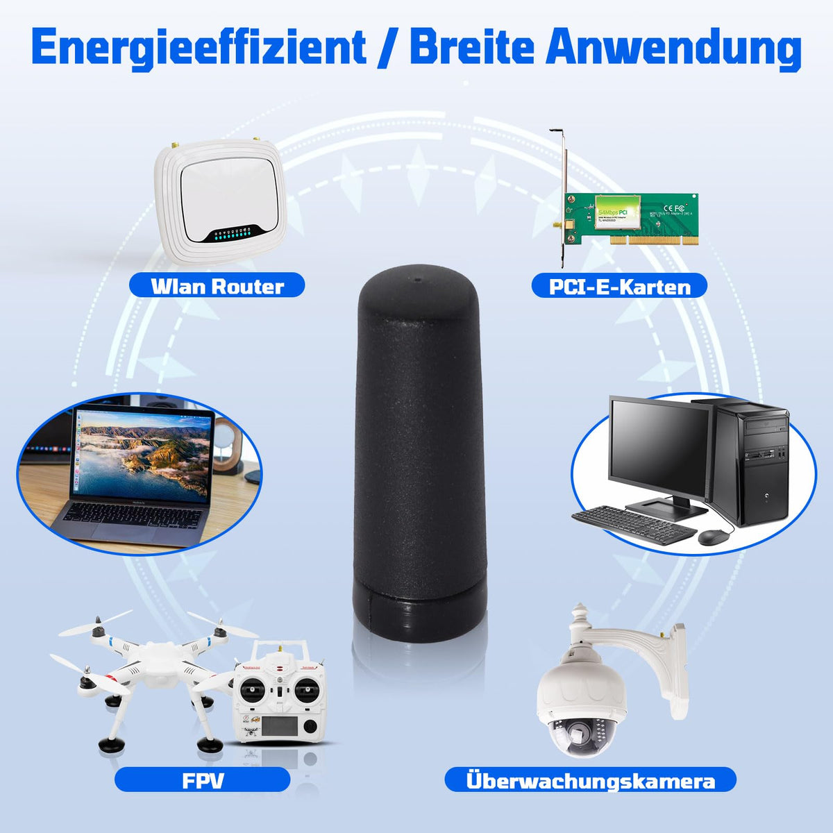 Eightwood WiFi Antenne 2.4GHz Antenne MIMO WLAN Antenna SMA Antenna Für WiFi Router Kamera PC Mainboard Bluetooth FPV Camera Monitor ZigBee usw.
