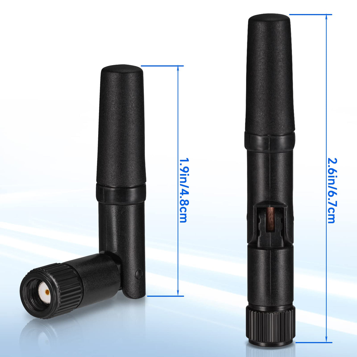 Eightwood Kleine WiFi Antenne Dualband 2.4 GHz 5.8 GHz RP SMA Antenne 2 Stück für PC Desktop Computer PCIe Karte WLAN Router Drahtlose Rückfahrkamera