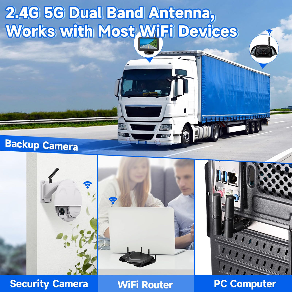 Eightwood Kleine WiFi Antenne Dualband 2.4 GHz 5.8 GHz RP SMA Antenne 2 Stück für PC Desktop Computer PCIe Karte WLAN Router Drahtlose Rückfahrkamera