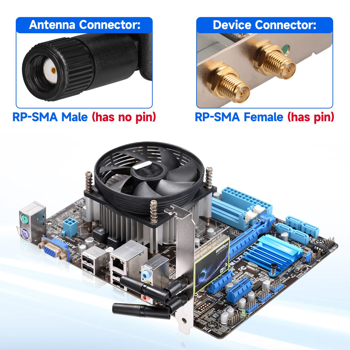 Eightwood Kleine WiFi Antenne Dualband 2.4 GHz 5.8 GHz RP SMA Antenne 2 Stück für PC Desktop Computer PCIe Karte WLAN Router Drahtlose Rückfahrkamera