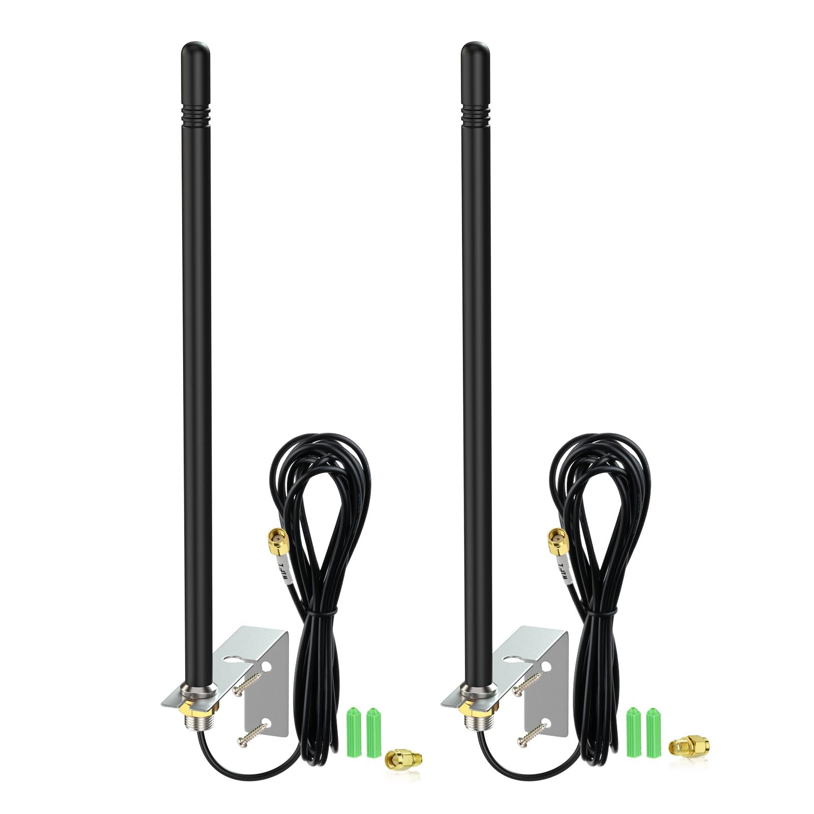 Eightwood Dualband 2,4GHz 5,8GHz WLAN Antenne Outdoor mit L-Halterung Wandbefestigung 6dBi High Gain Omni-direktionale WiFi Antenne wasserdicht 3 m RG174 Kabel RP-SMA Stecker für Router IP Kamera
