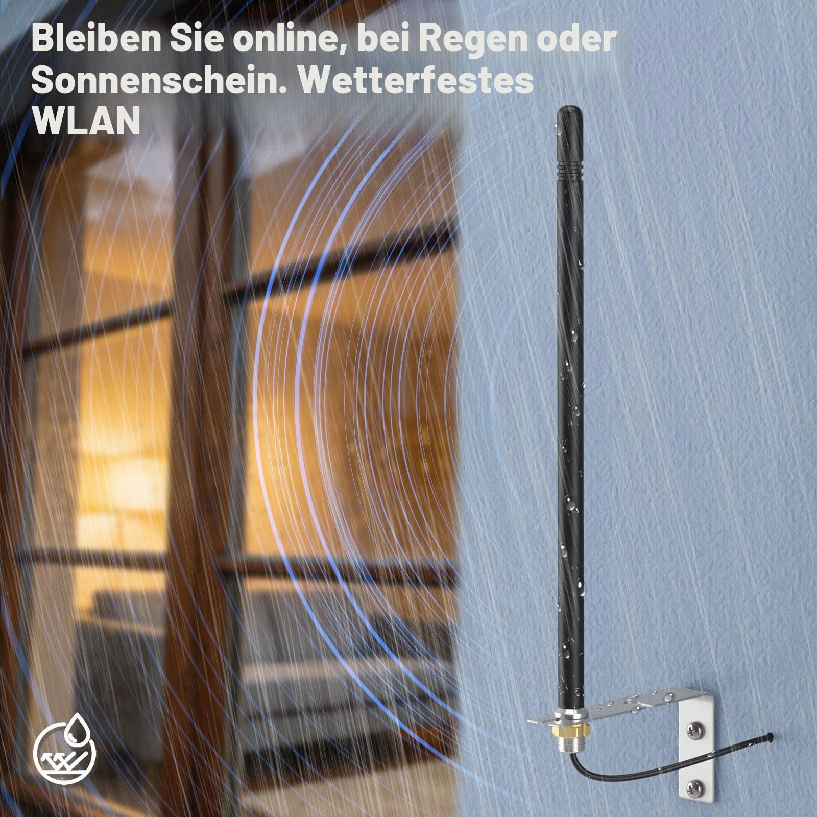Eightwood Dualband 2,4GHz 5,8GHz WLAN Antenne Outdoor mit L-Halterung Wandbefestigung 6dBi High Gain Omni-direktionale WiFi Antenne wasserdicht 3 m RG174 Kabel RP-SMA Stecker für Router IP Kamera