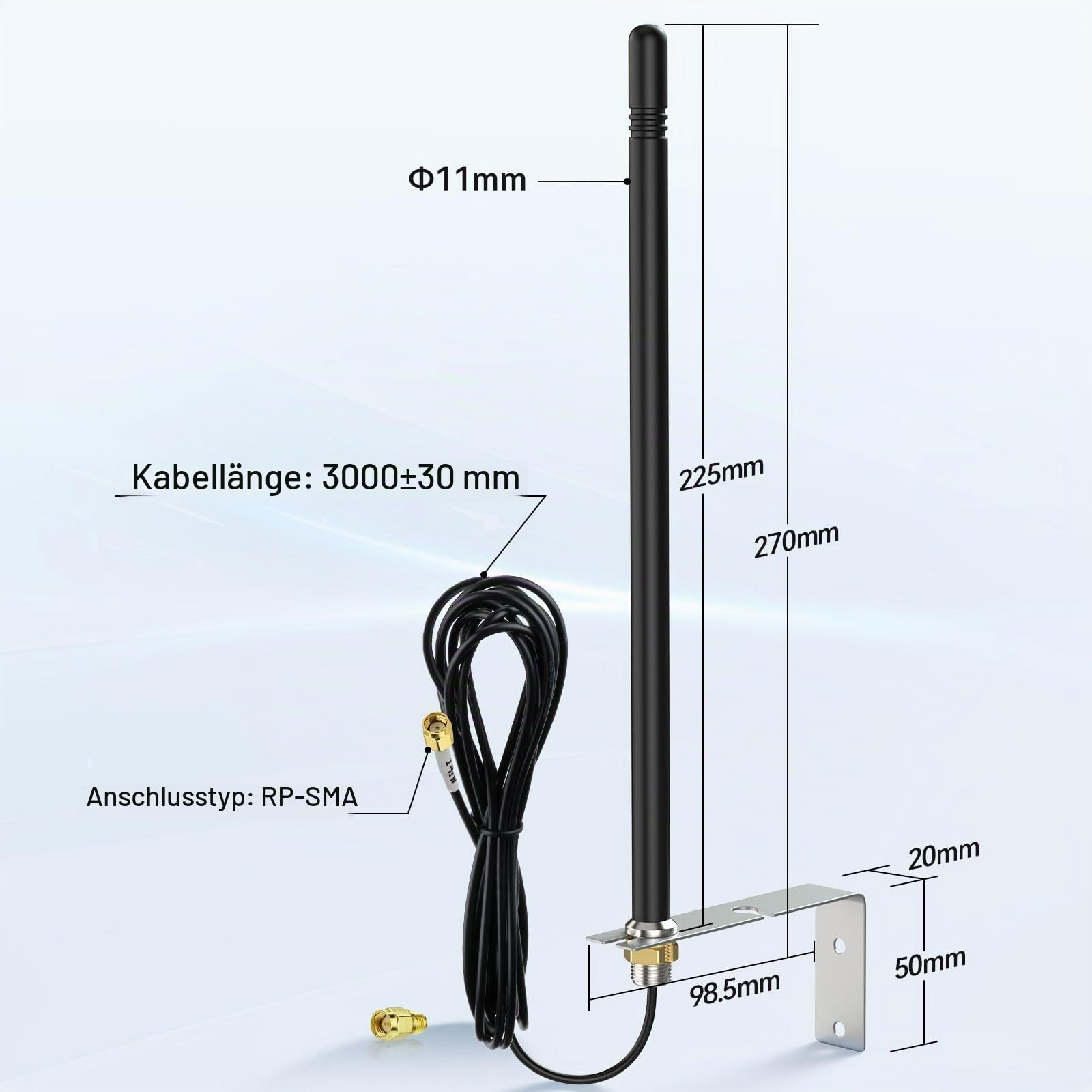 Eightwood Dualband 2,4GHz 5,8GHz WLAN Antenne Outdoor mit L-Halterung Wandbefestigung 6dBi High Gain Omni-direktionale WiFi Antenne wasserdicht 3 m RG174 Kabel RP-SMA Stecker für Router IP Kamera