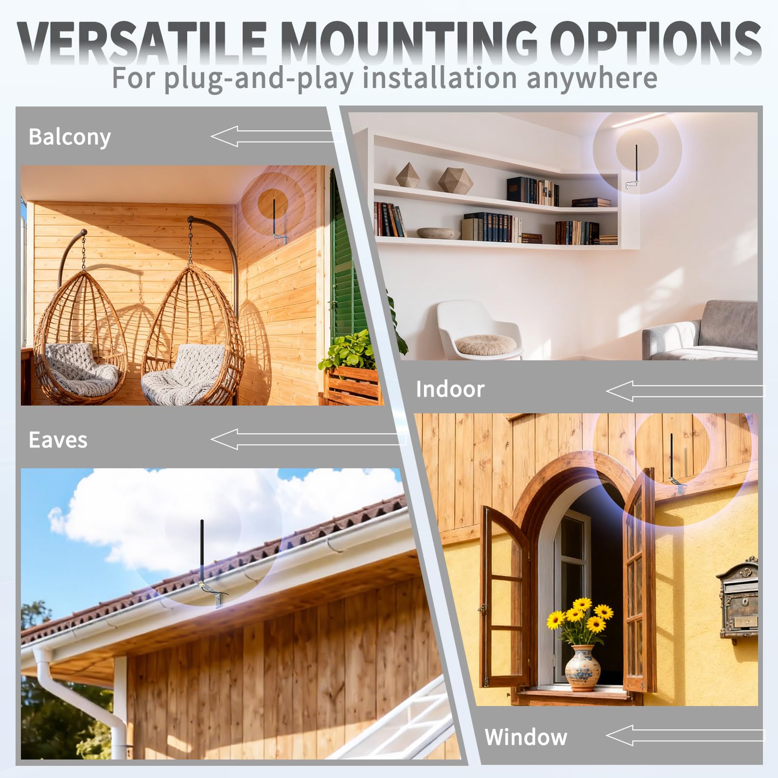 Eightwood Dualband 2,4GHz 5,8GHz WLAN Antenne Outdoor mit L-Halterung Wandbefestigung 6dBi High Gain Omni-direktionale WiFi Antenne wasserdicht 3 m RG174 Kabel RP-SMA Stecker für Router IP Kamera