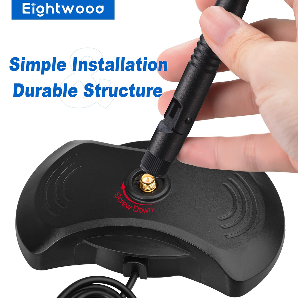 Eightwood 2.4G/5.8G WiFi Antenne RP-SMA Antenne 12dBi Tilt-and-Roll WiFi Antenna mit Basis Magnetica für WLAN Schede PCI WLAN Router Wirelesse Bluetooth ZigBee