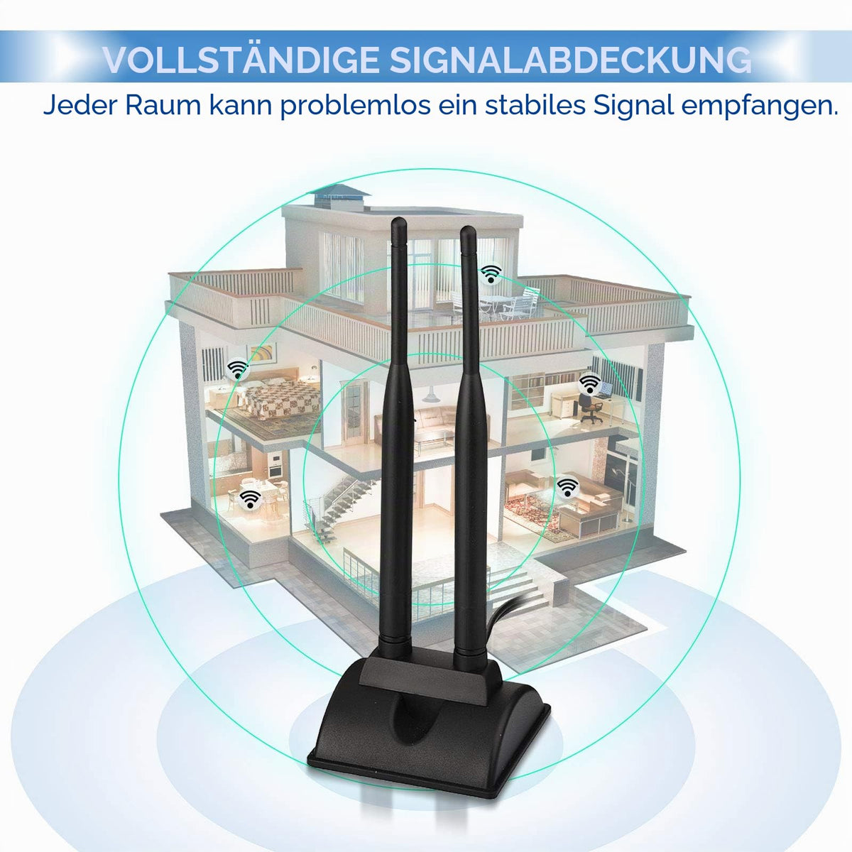 Eightwood WiFi Antenne 2.4G / 5.8G Dual Frequency Magnetic 6dBi RP-SMA Adapter 2m Verlängerungskabel für WLAN PCI WiFi Karten Wirelesse Router Bluetooth Dlink