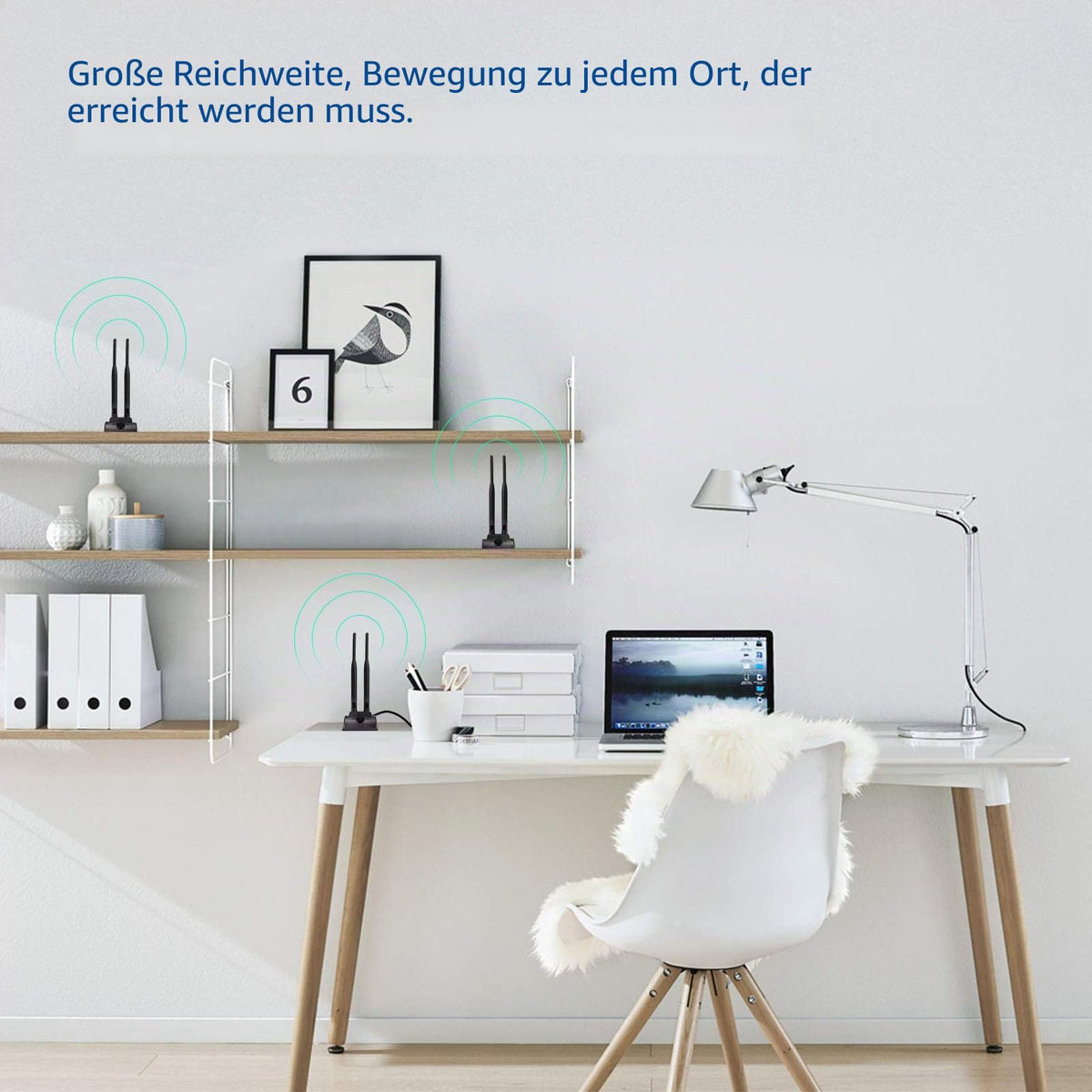 Eightwood WiFi Antenne 2.4G / 5.8G Dual Frequency Magnetic 6dBi RP-SMA Adapter 2m Verlängerungskabel für WLAN PCI WiFi Karten Wirelesse Router Bluetooth Dlink